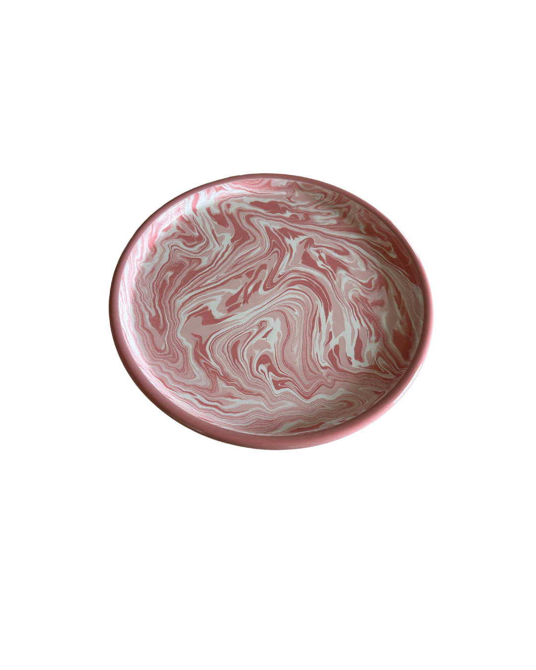 Marble Round Enamel Serving Tray | Pink
