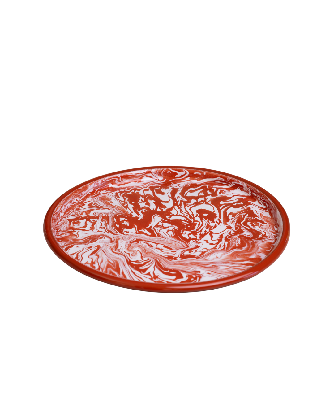 red enamel marble serving tray