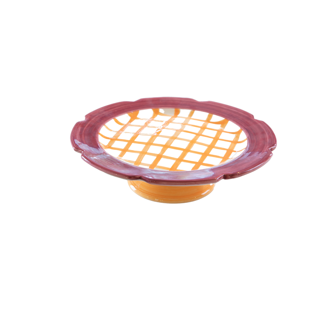 Cake Stand | Raspberry & Orange Gingham