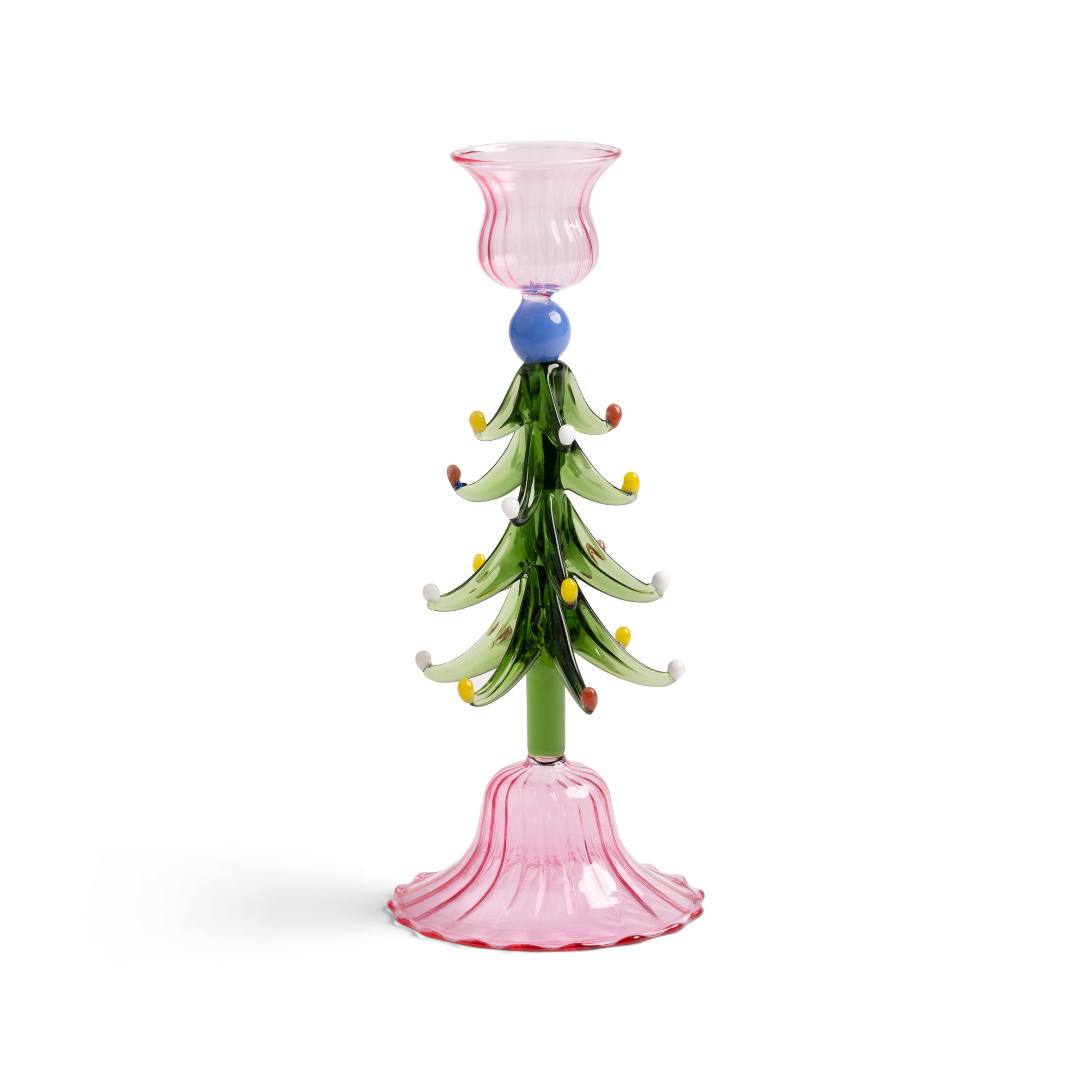 Glass Christmas tree candle holder