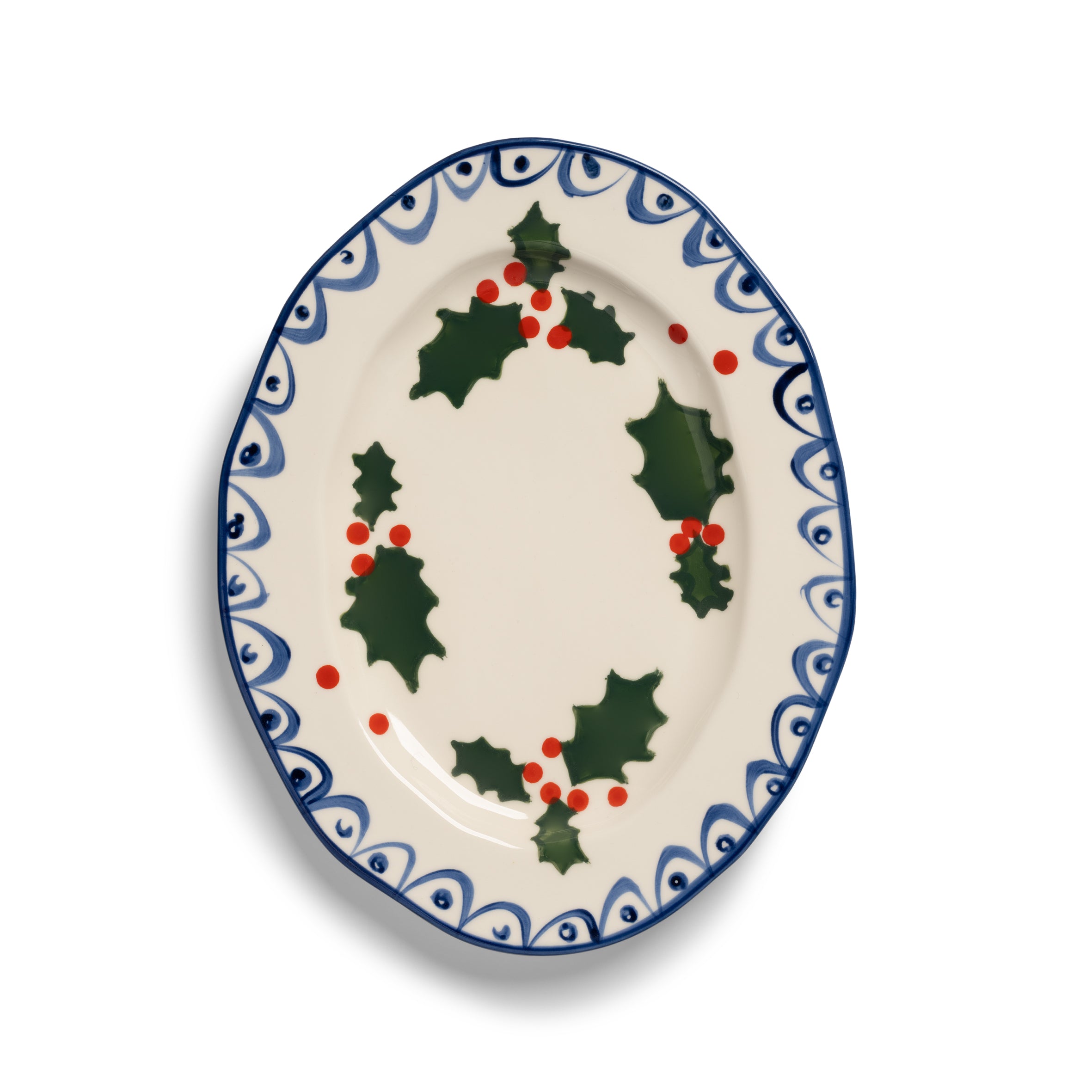 Christmas Platter | Blue Holly | Large