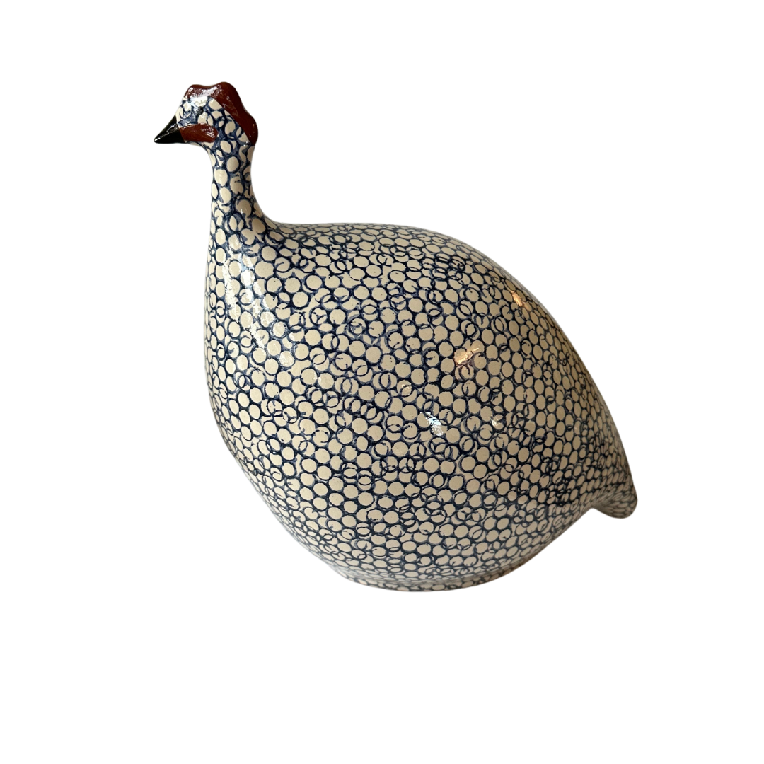 Guinea Fowl | White with cobalt blue spots | Large