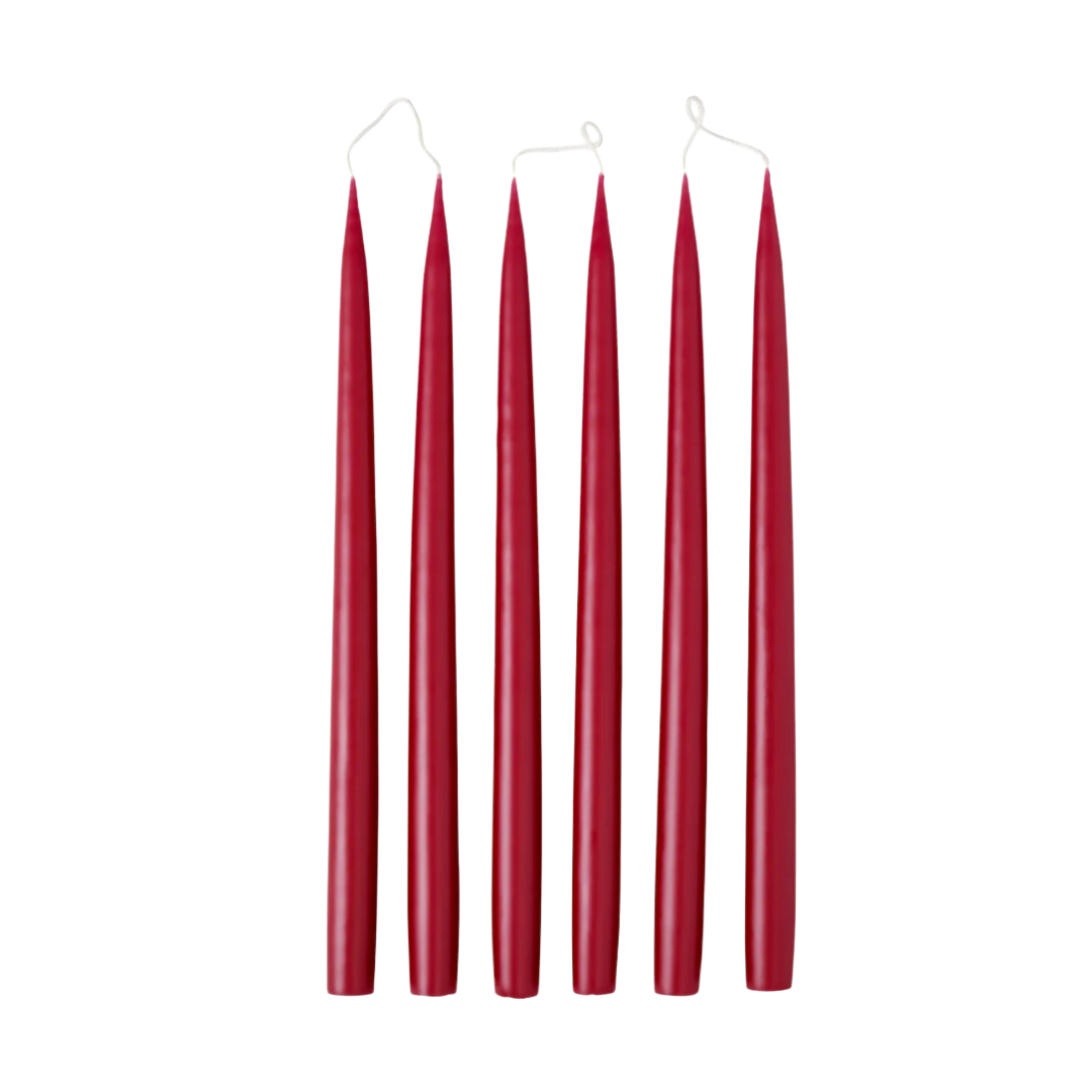 Burgundy red 35cm tapered candles