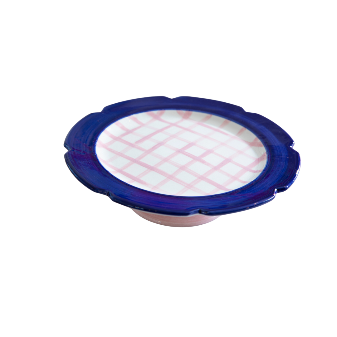 Cake Stand | Navy & Pink Gingham