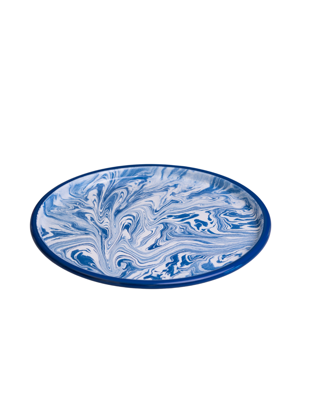 Round enamel marble serving tray