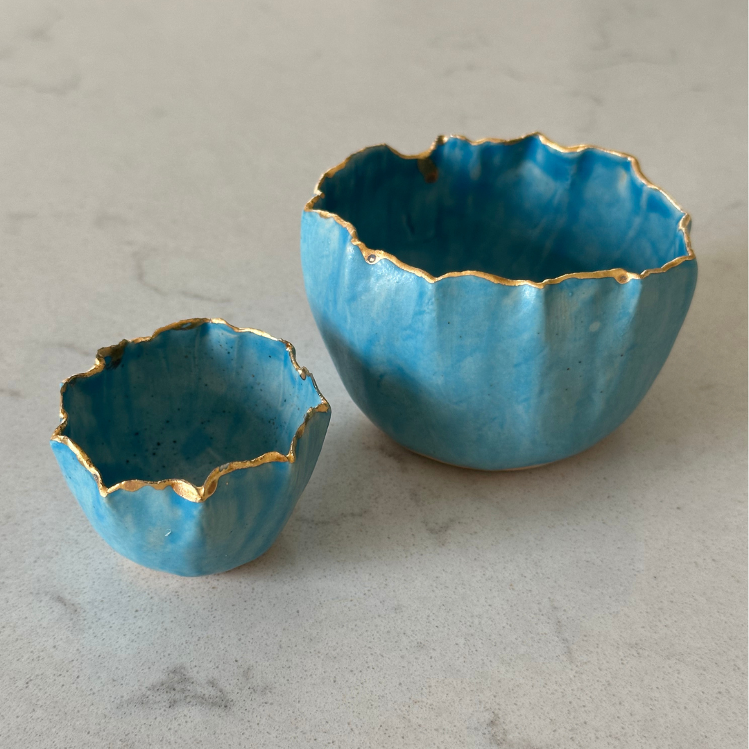 Turquoise pinch pot