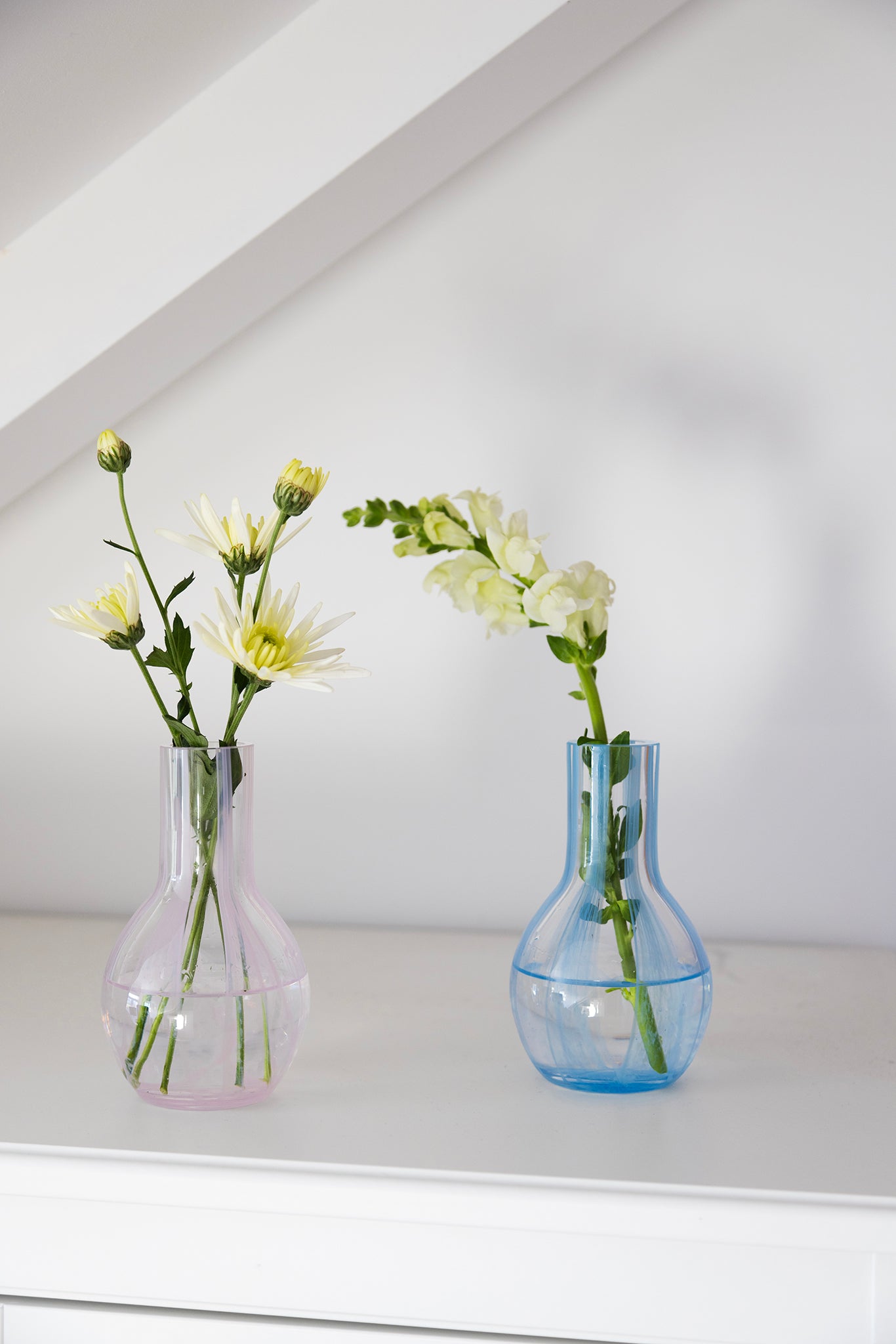 Striped Glass Vase | Light Blue