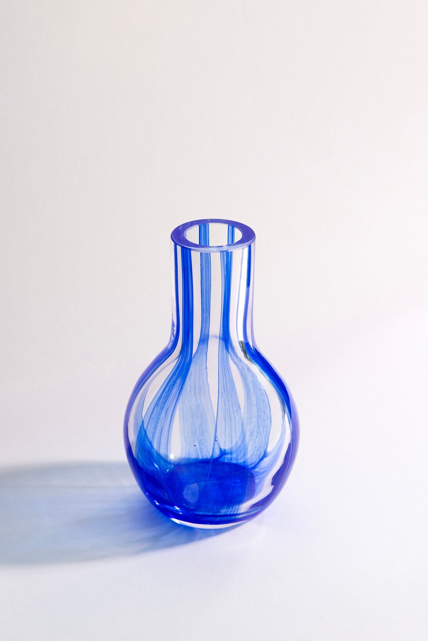 Striped Glass Vase | Dark Blue