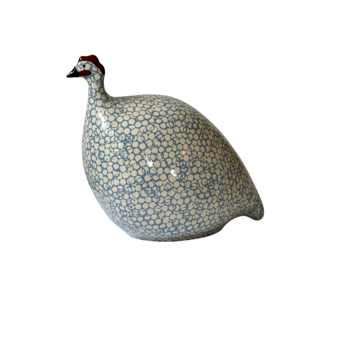 Ceramic Guinea Fowl | White with lavender blue spots | Medium