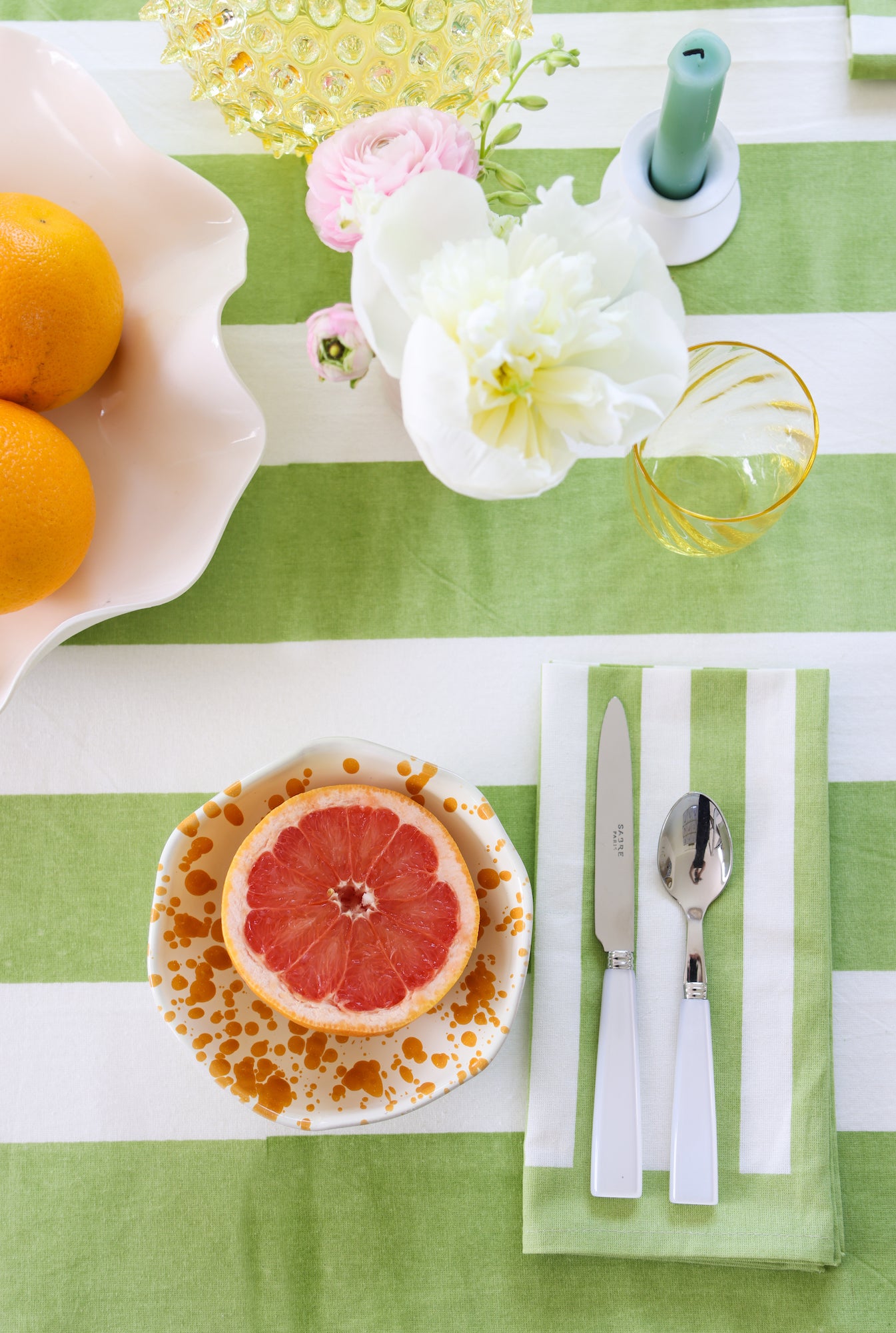Striped Table Cloth | Apple Green