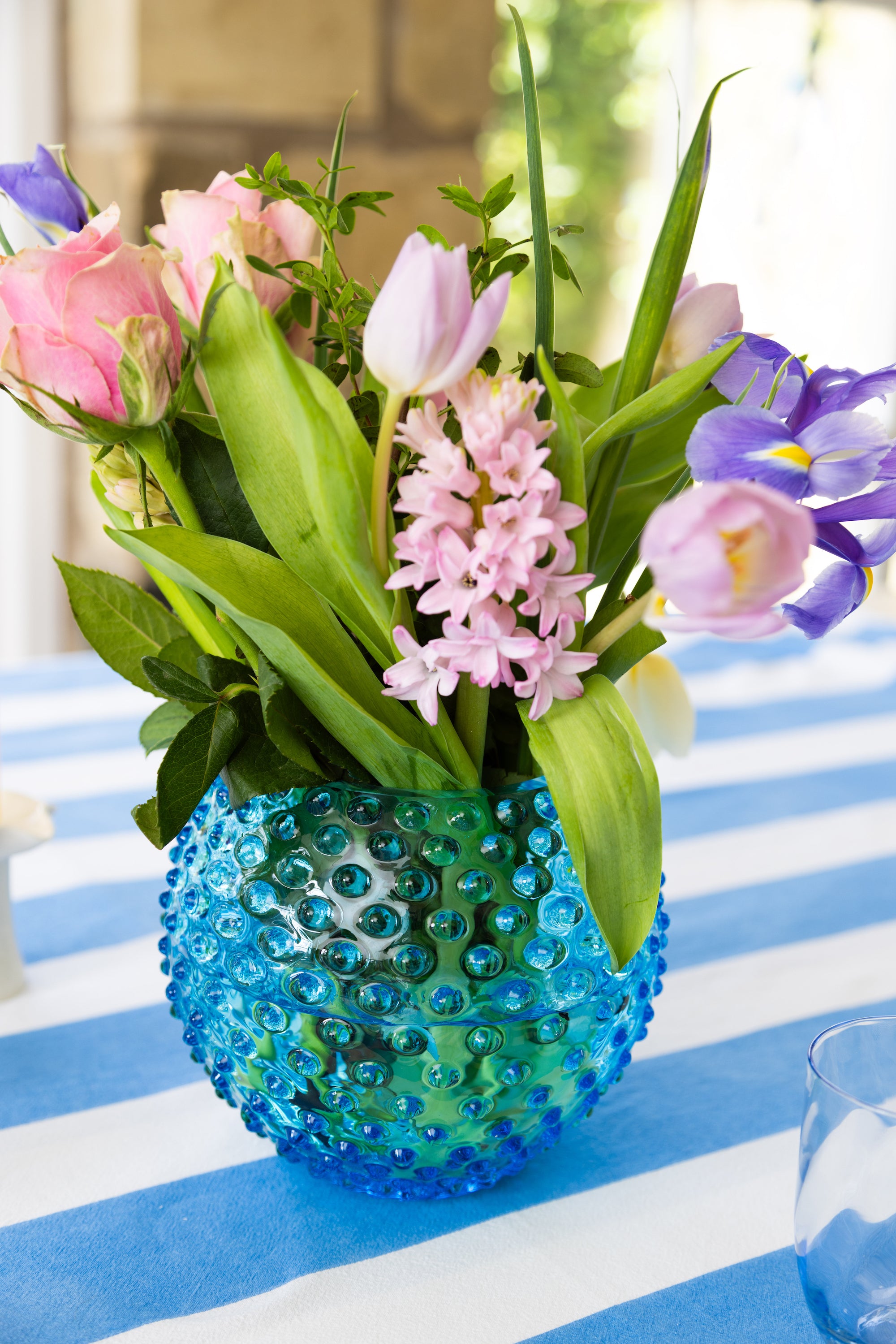 Aquamarine hobnail vase