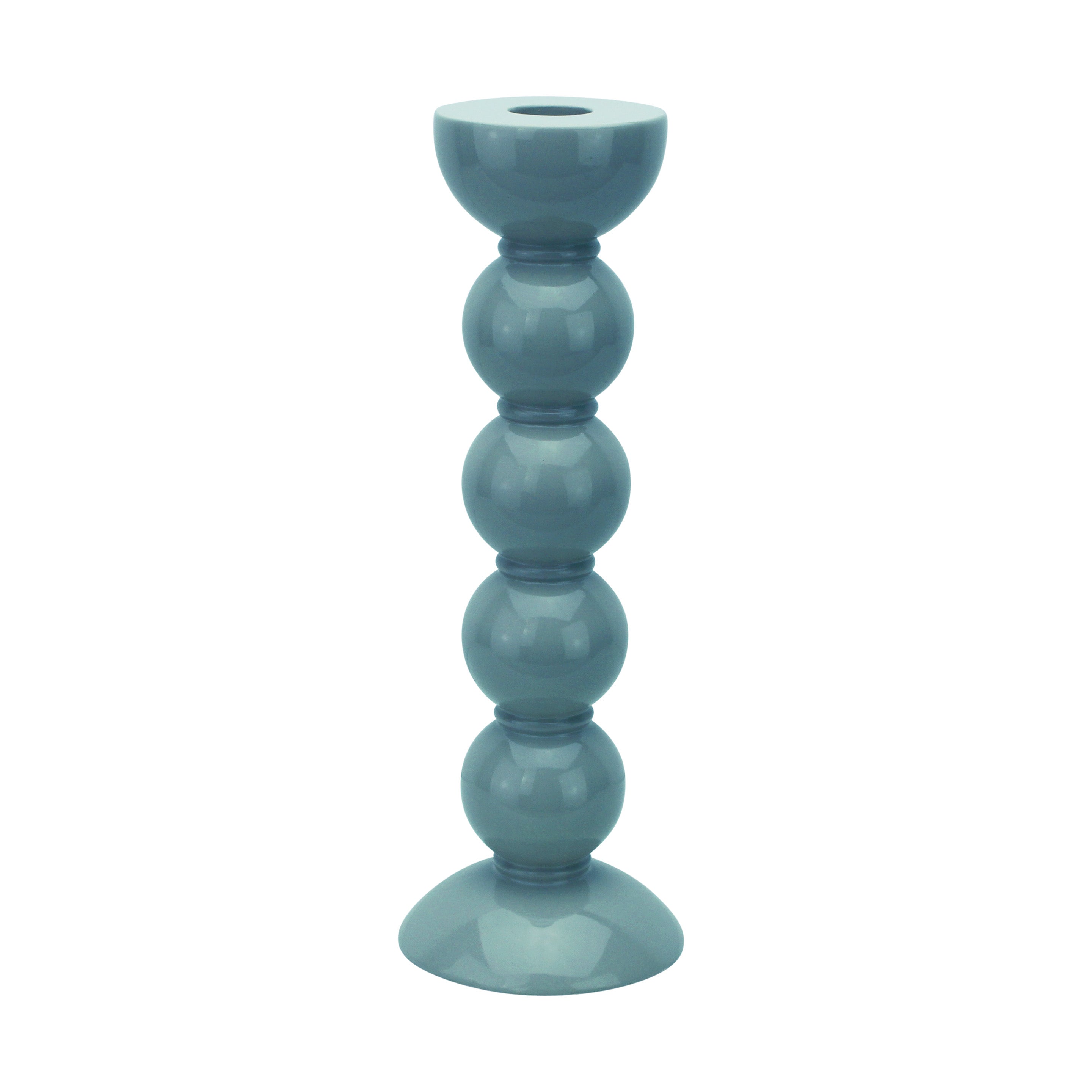 Tall bobbin candle holder in chambray