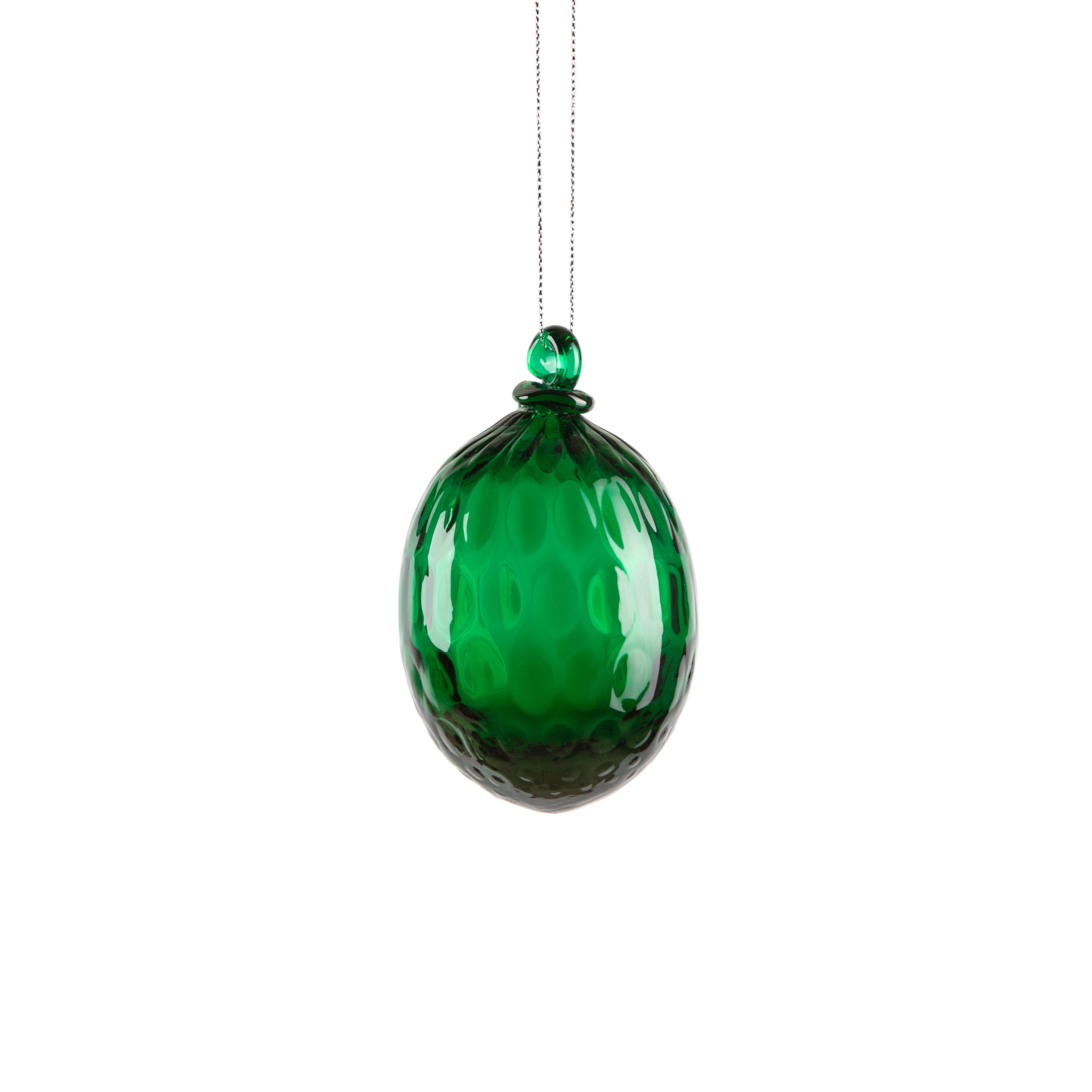Green glass Easter egg decoration