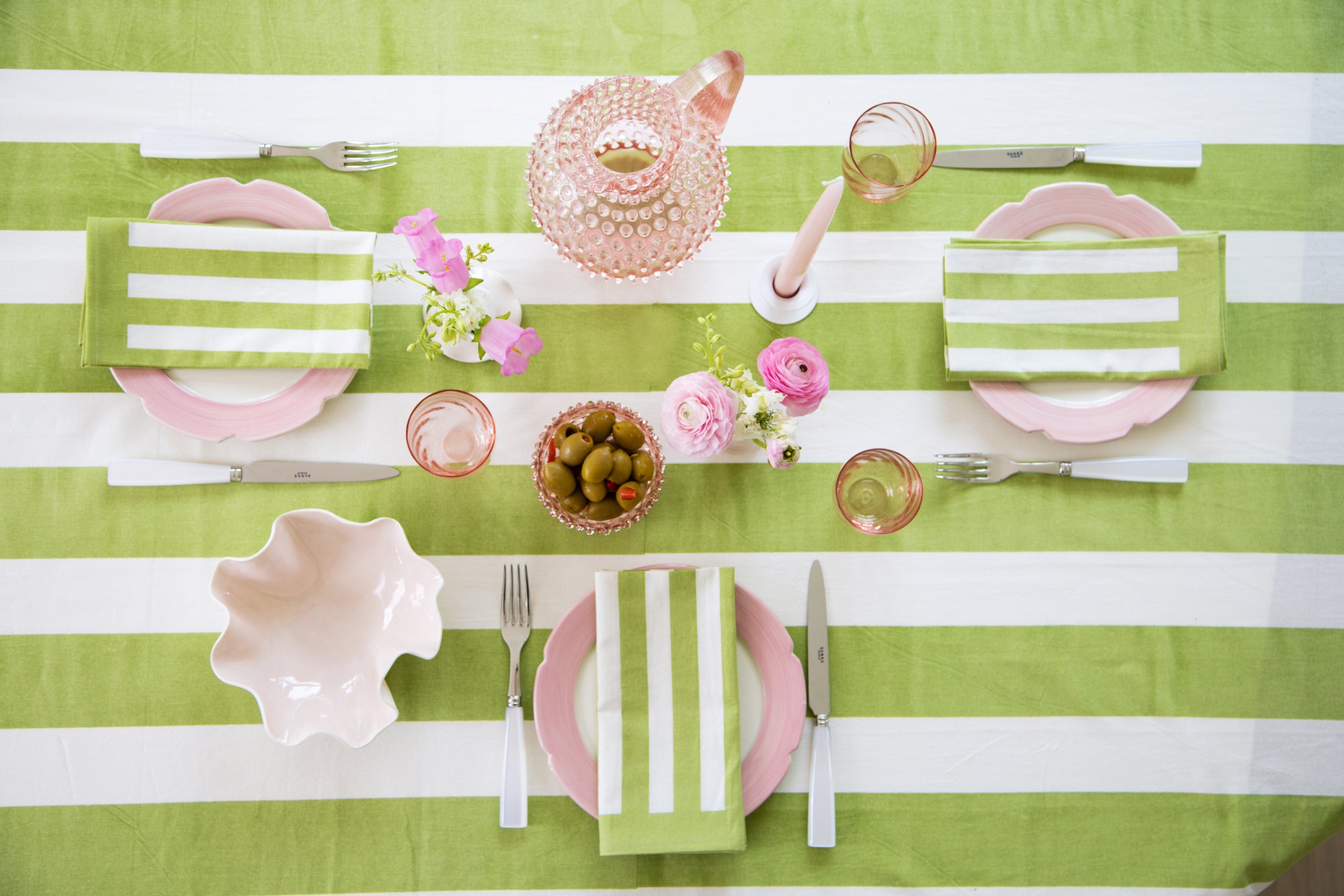 ‘Stripe’ Cotton Table Cloth | Apple Green