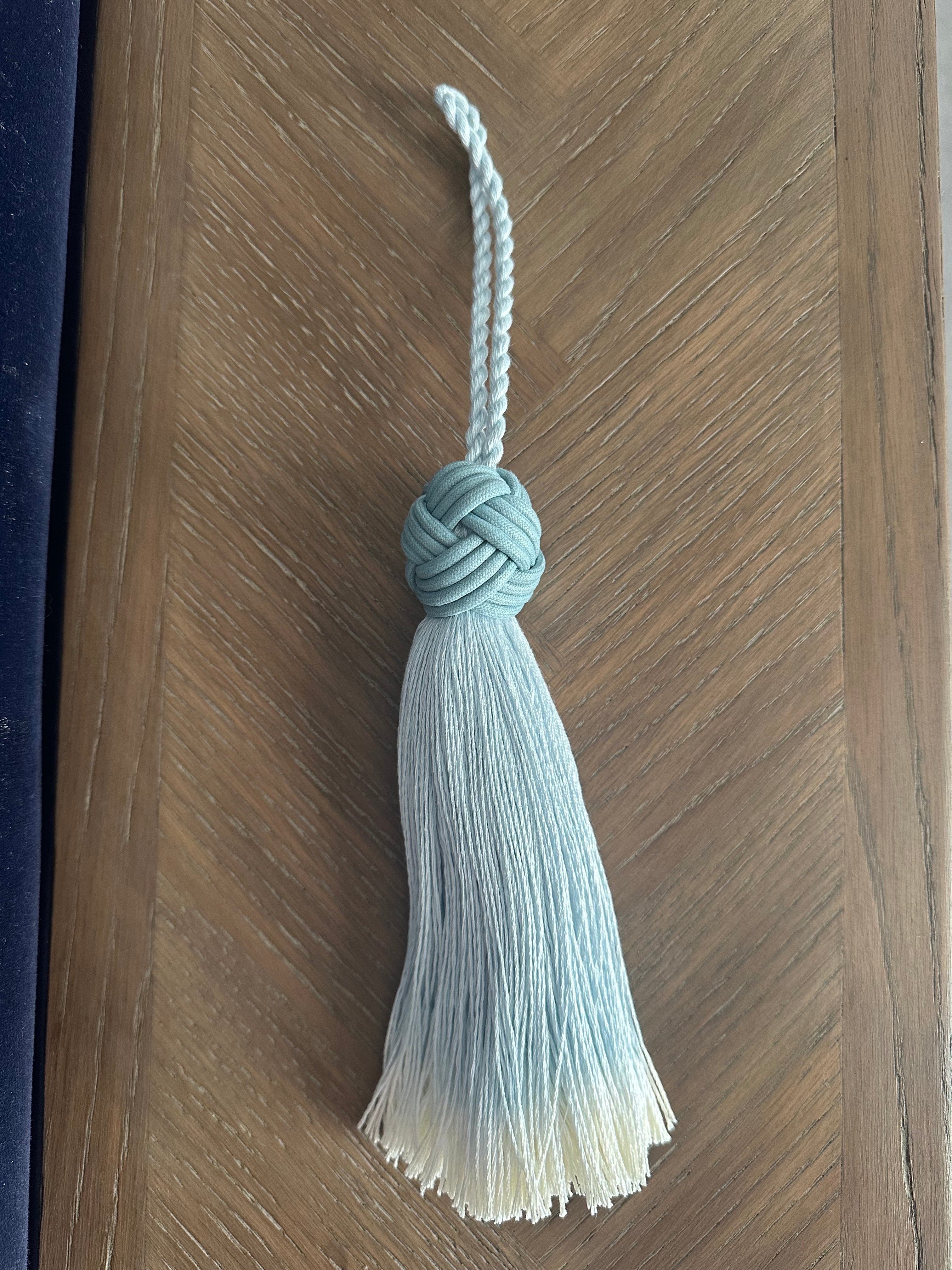 Pale blue chunky key tassel