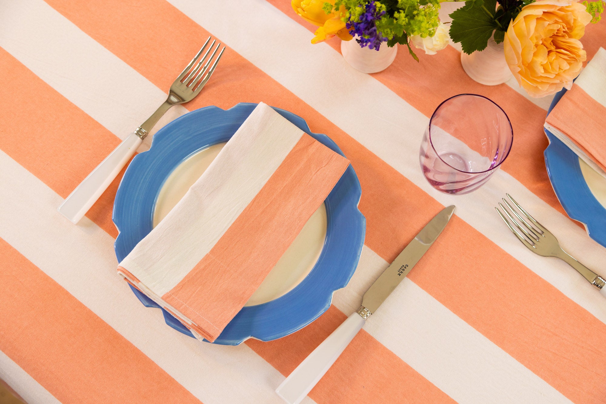 ‘Stripe’ Cotton Table Cloth | Peach
