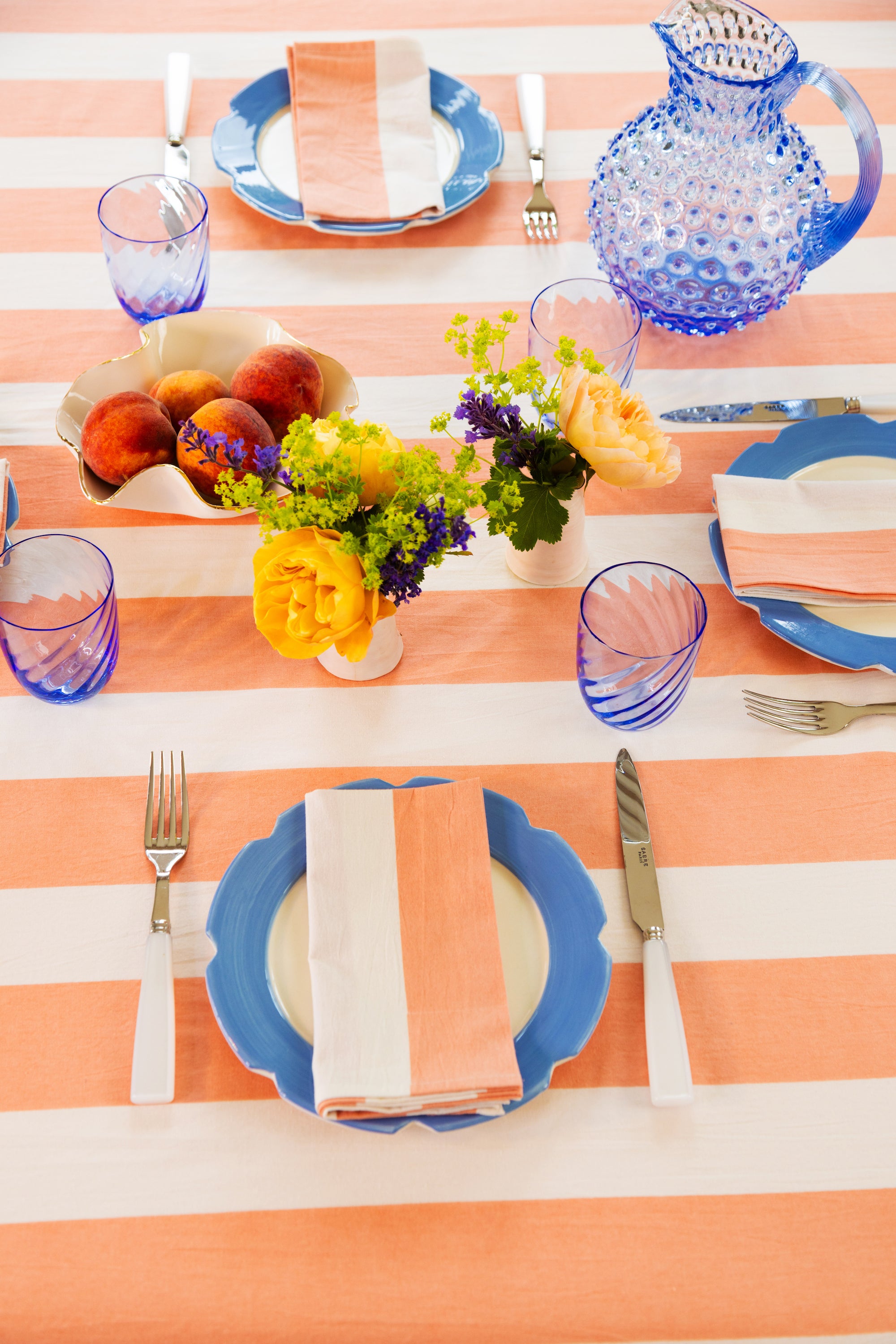 ‘Stripe’ Cotton Table Cloth | Peach