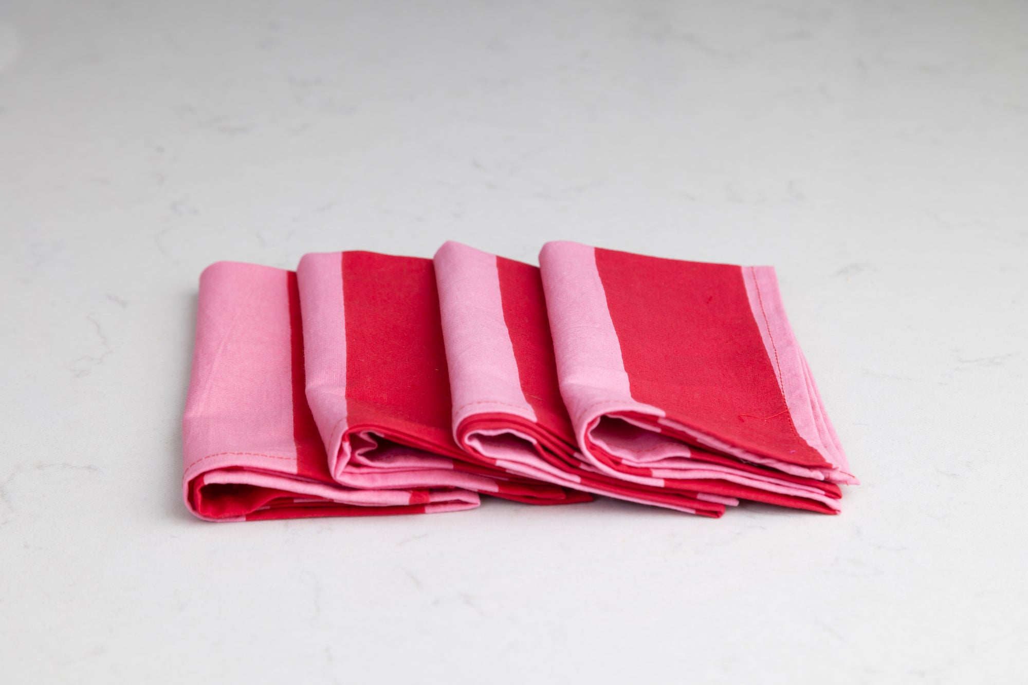Set of 4 Pink & red stripe napkins