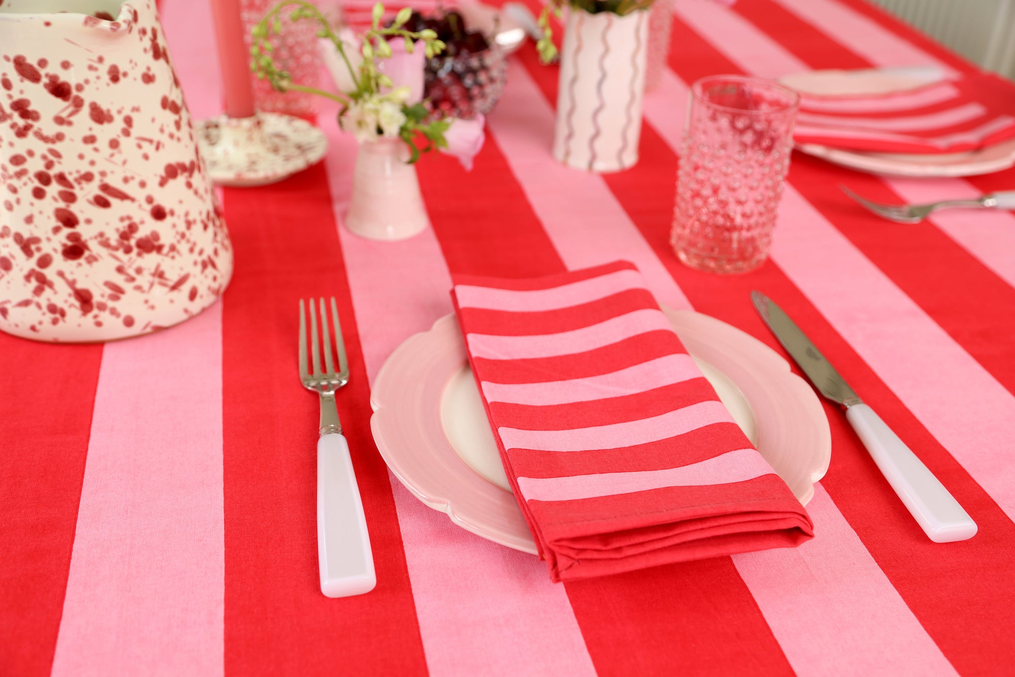 Seconds | Red & Pink Table cloth | Size Small