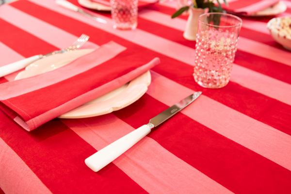 ‘Stripe’ Cotton Table Cloth | Red & Pink
