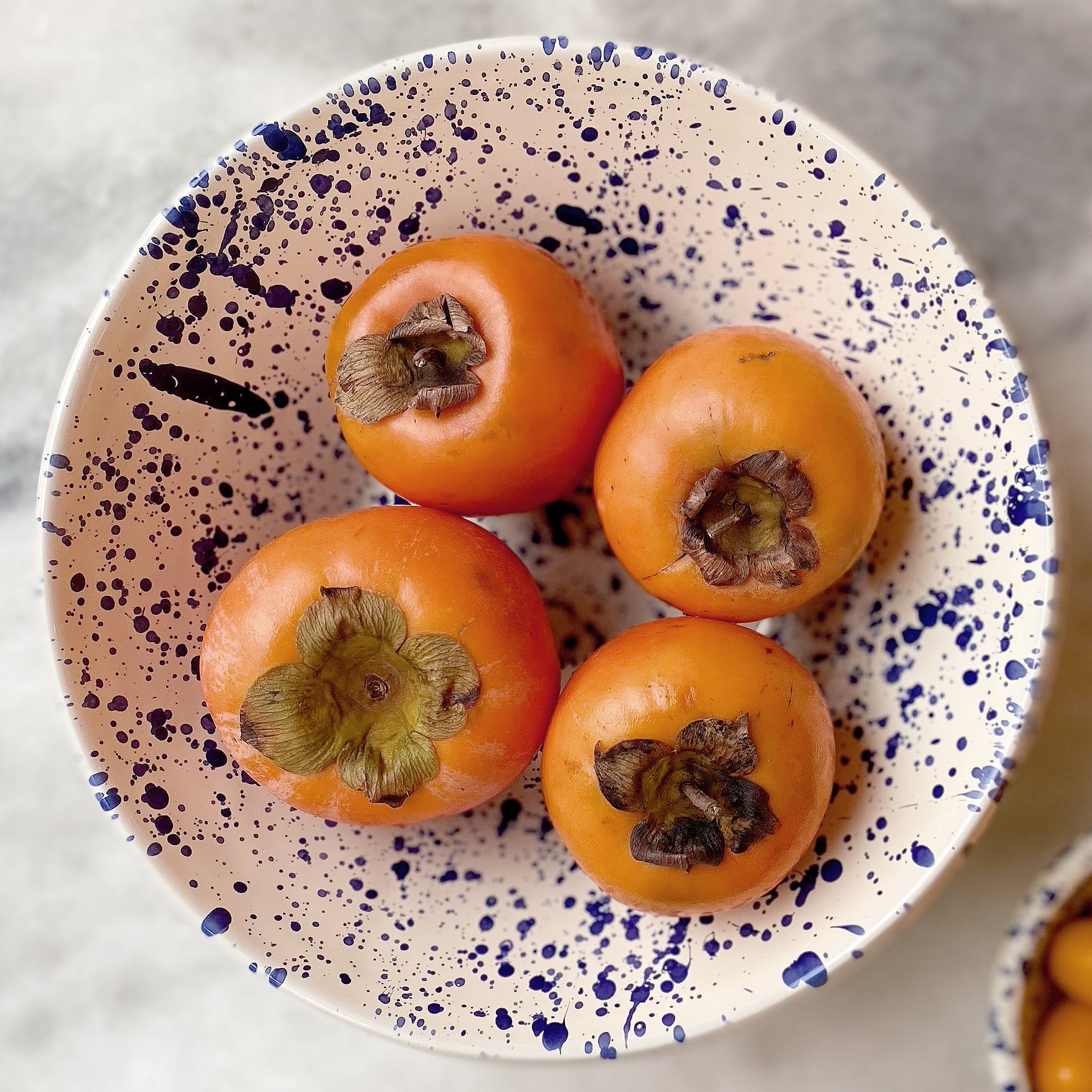 Blue splatter salad bowl
