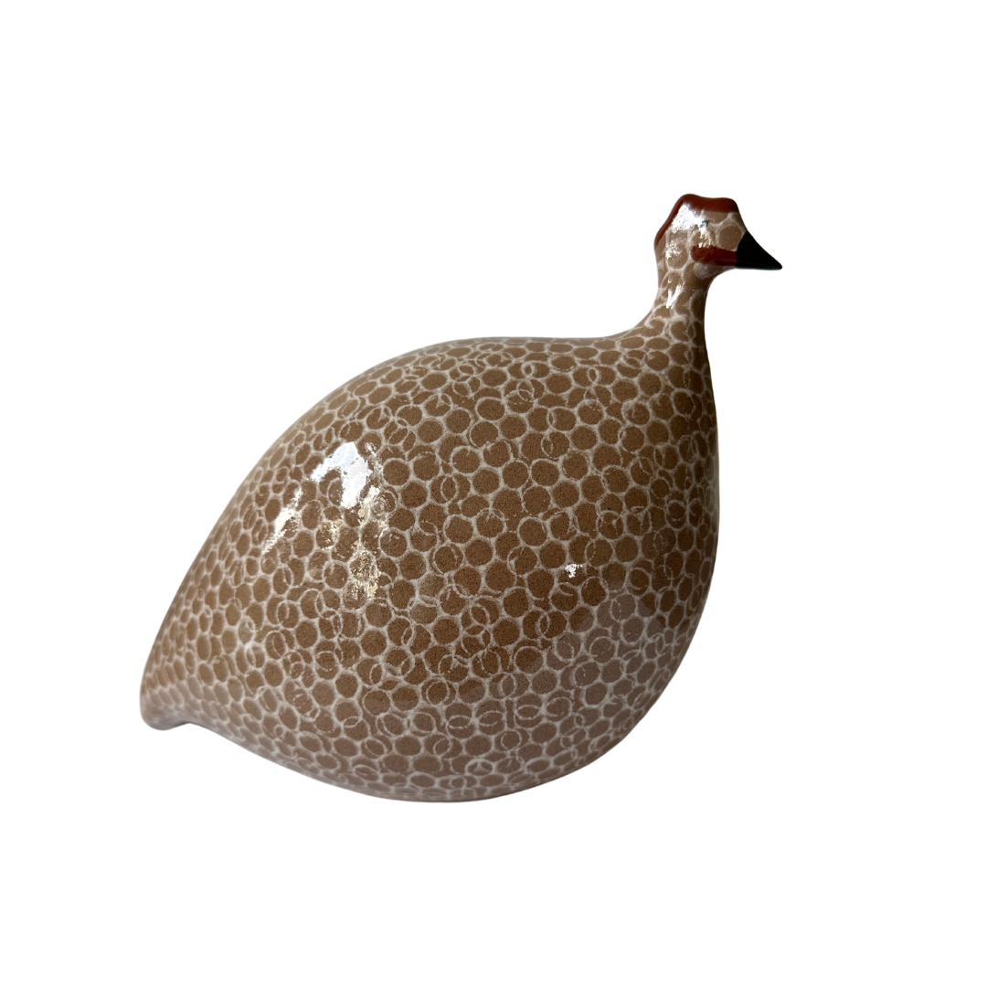 Small brown ceramic guinea fowl