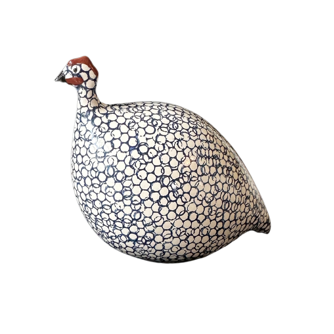 Guinea Fowl | White with cobalt blue spots | Small