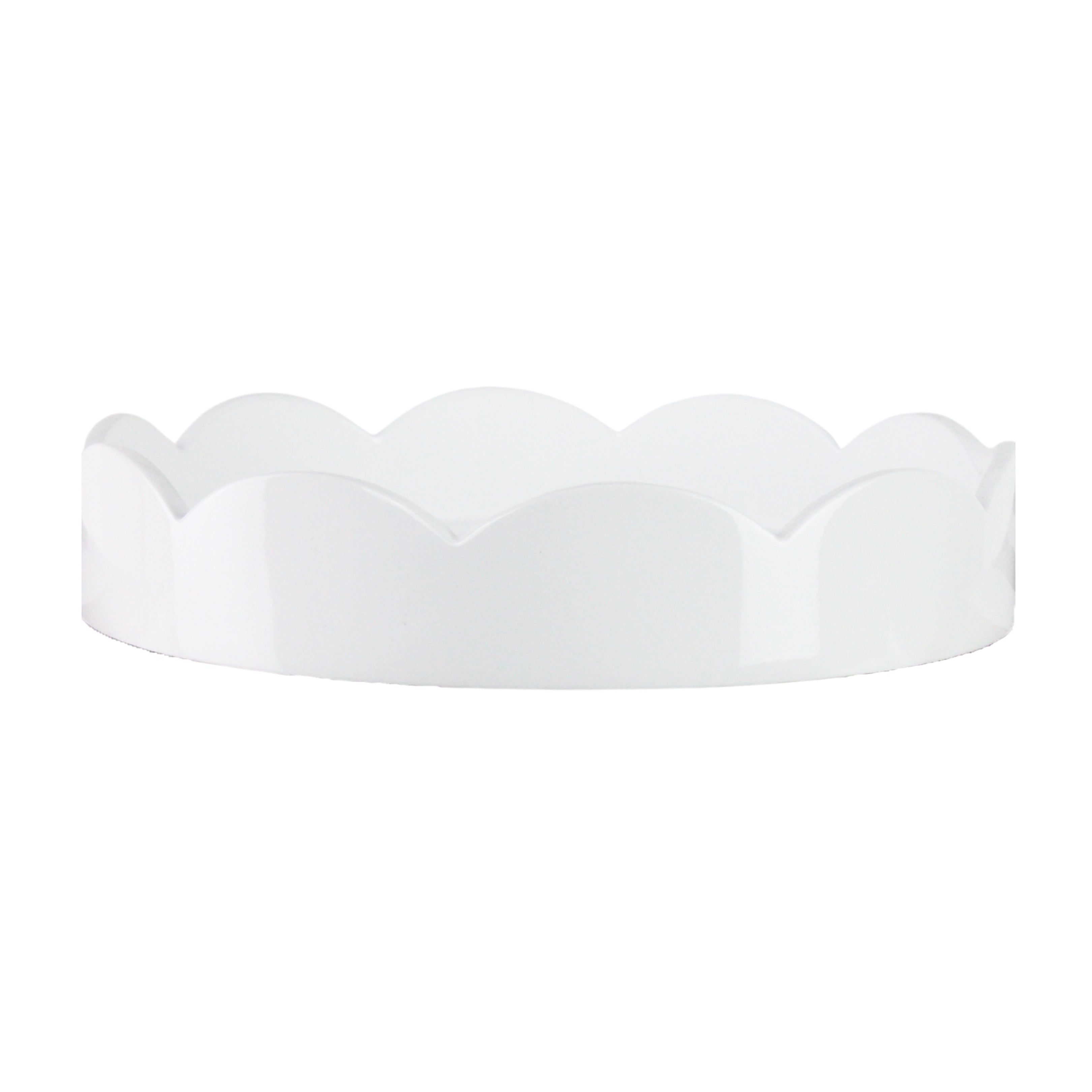 Small Round Scalloped Tray | White