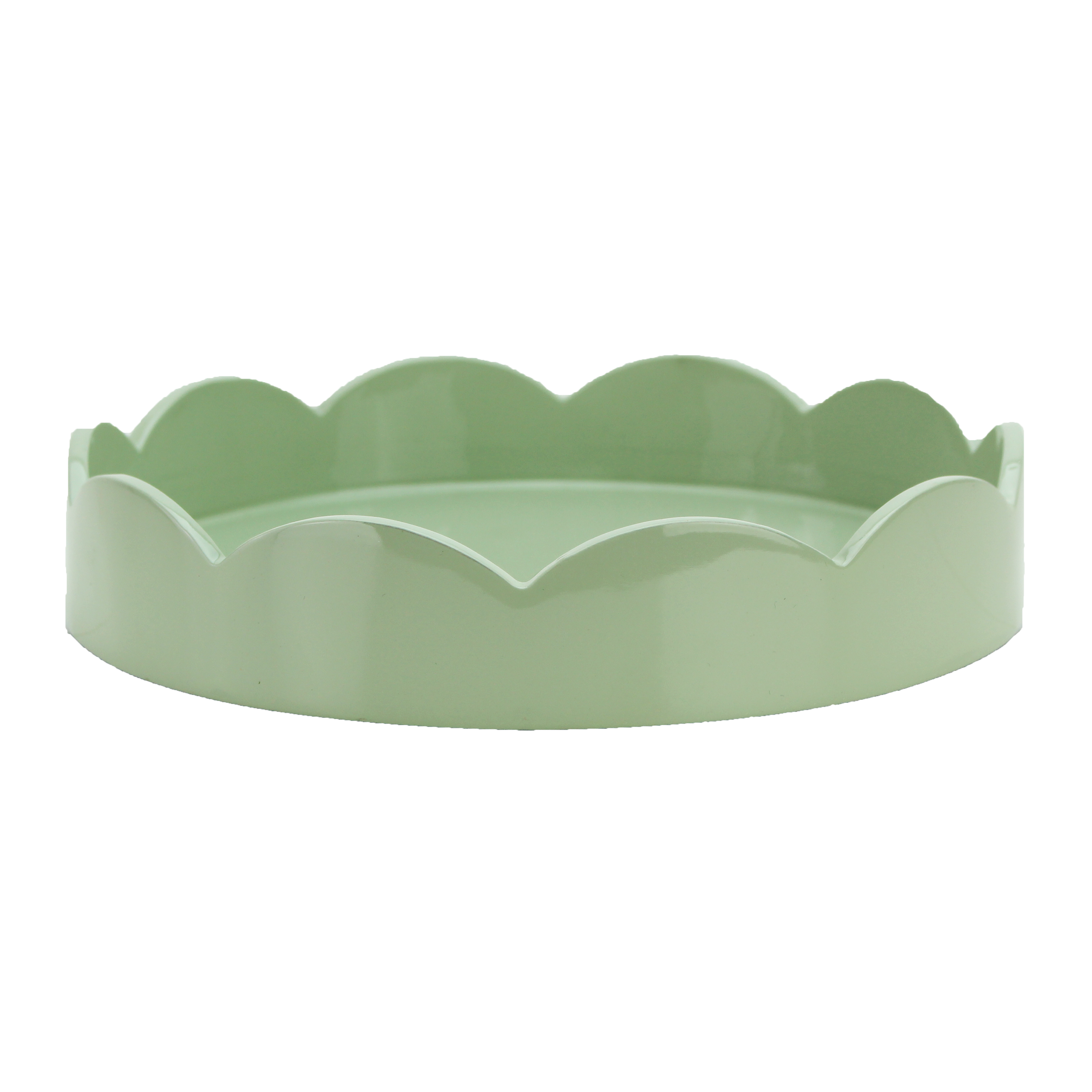Round scalloped tray in sage green