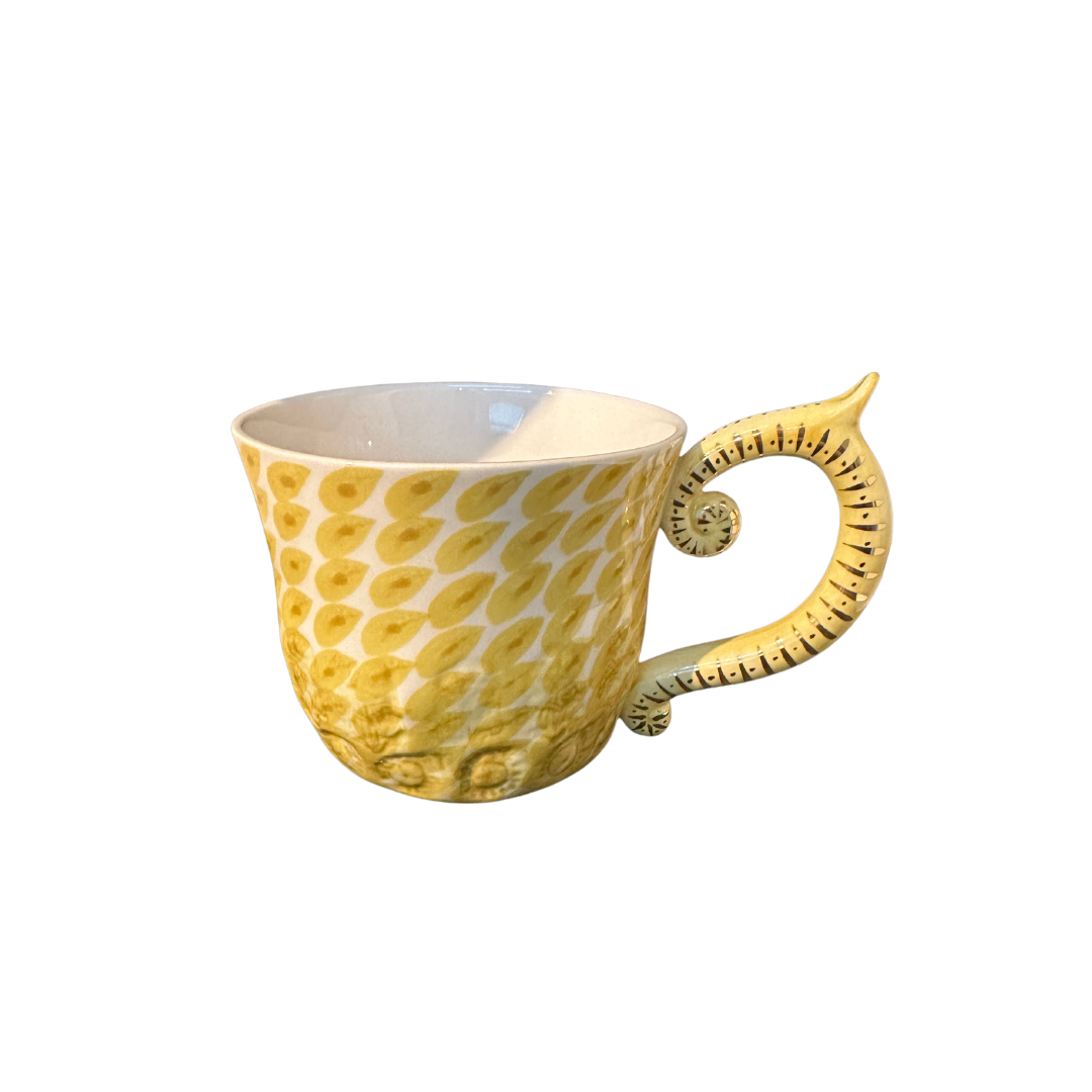 Tea Cup | Dash Pattern | Ochre Yellow