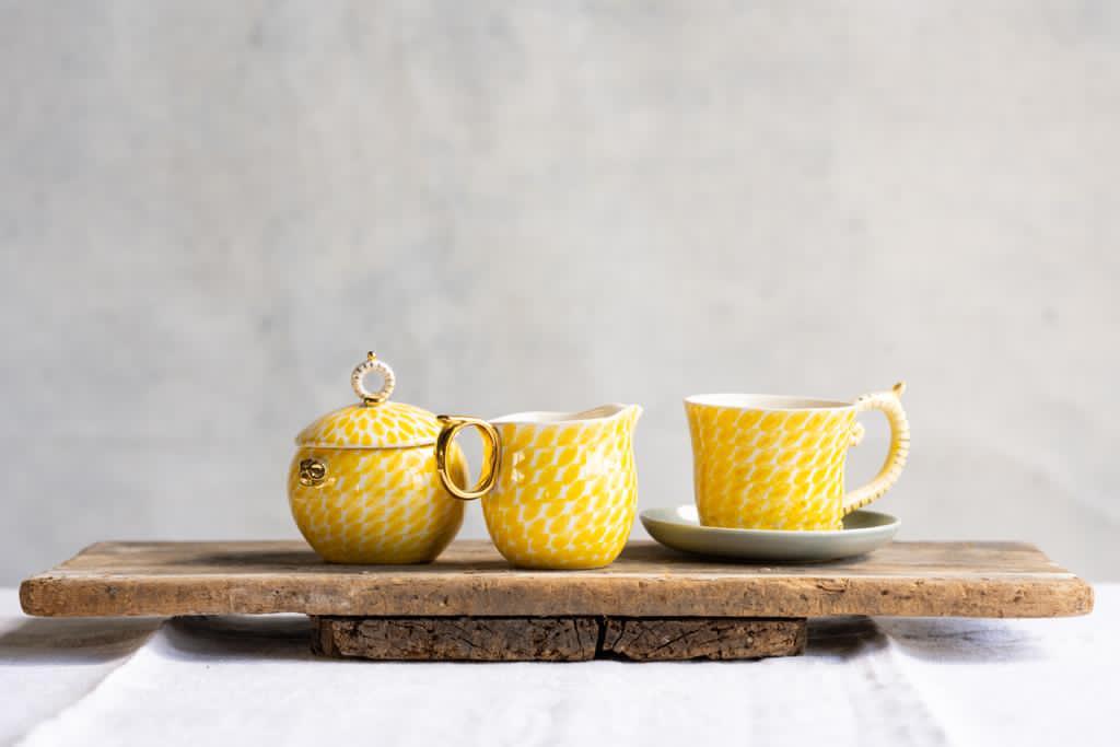 Milk Jug | Dash Patterned | Yellow