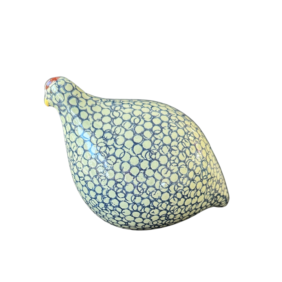 Ceramic Quail | Green with colbalt spots