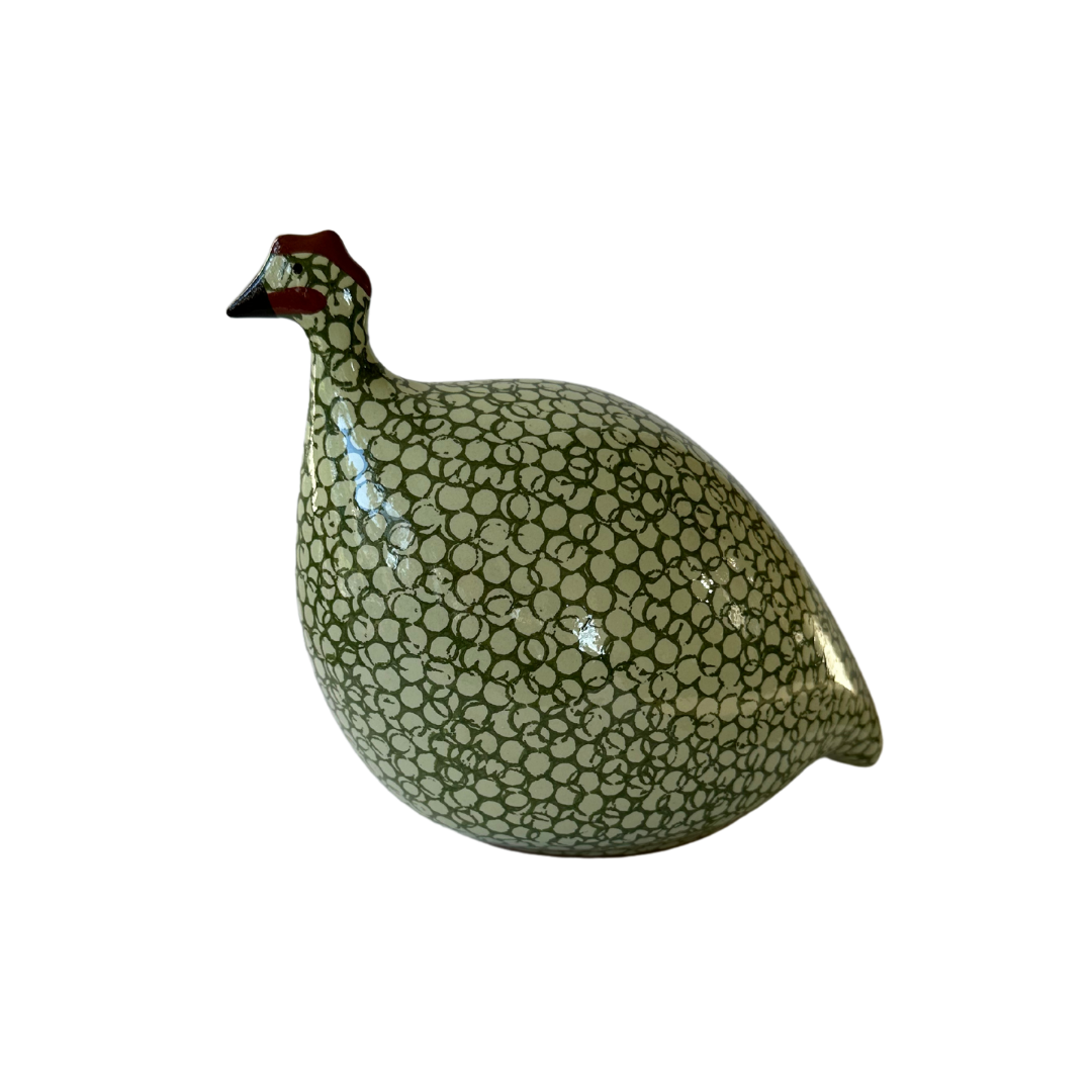 Ceramic Guinea Fowl | Green with white spots | Small