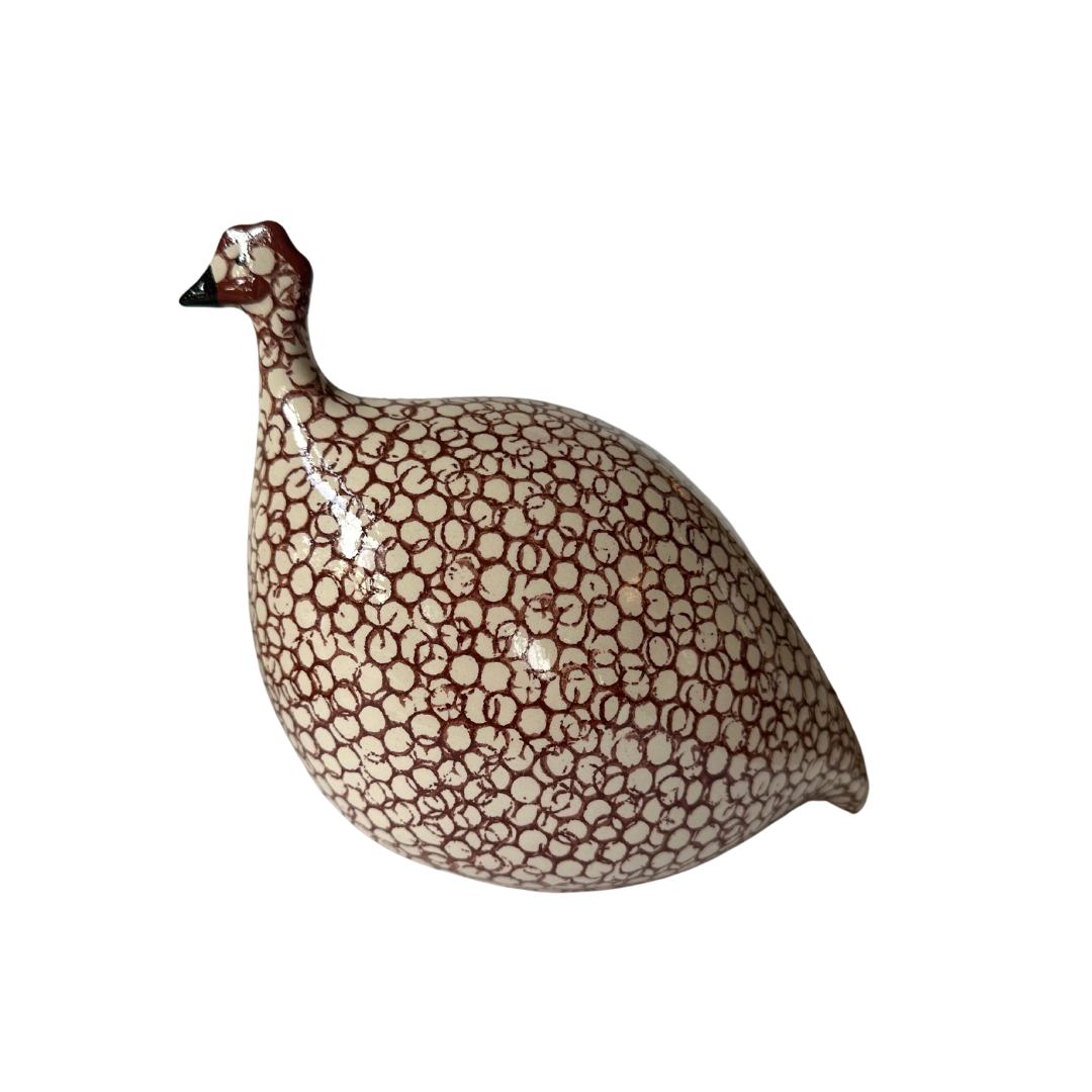 Small ceramic  guinea fowl with with red spots