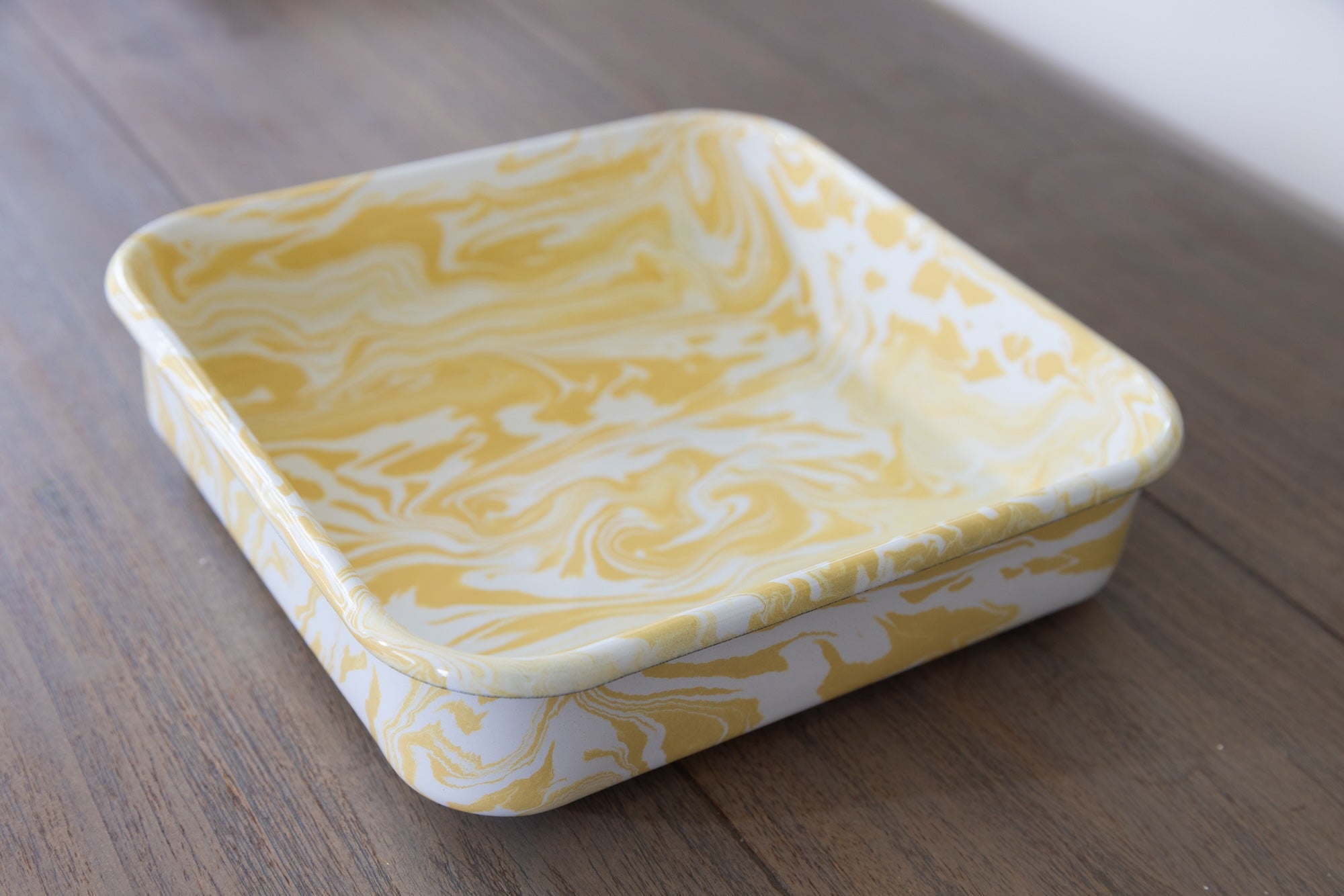 Marble Square Enamel Baking Dish |Yellow