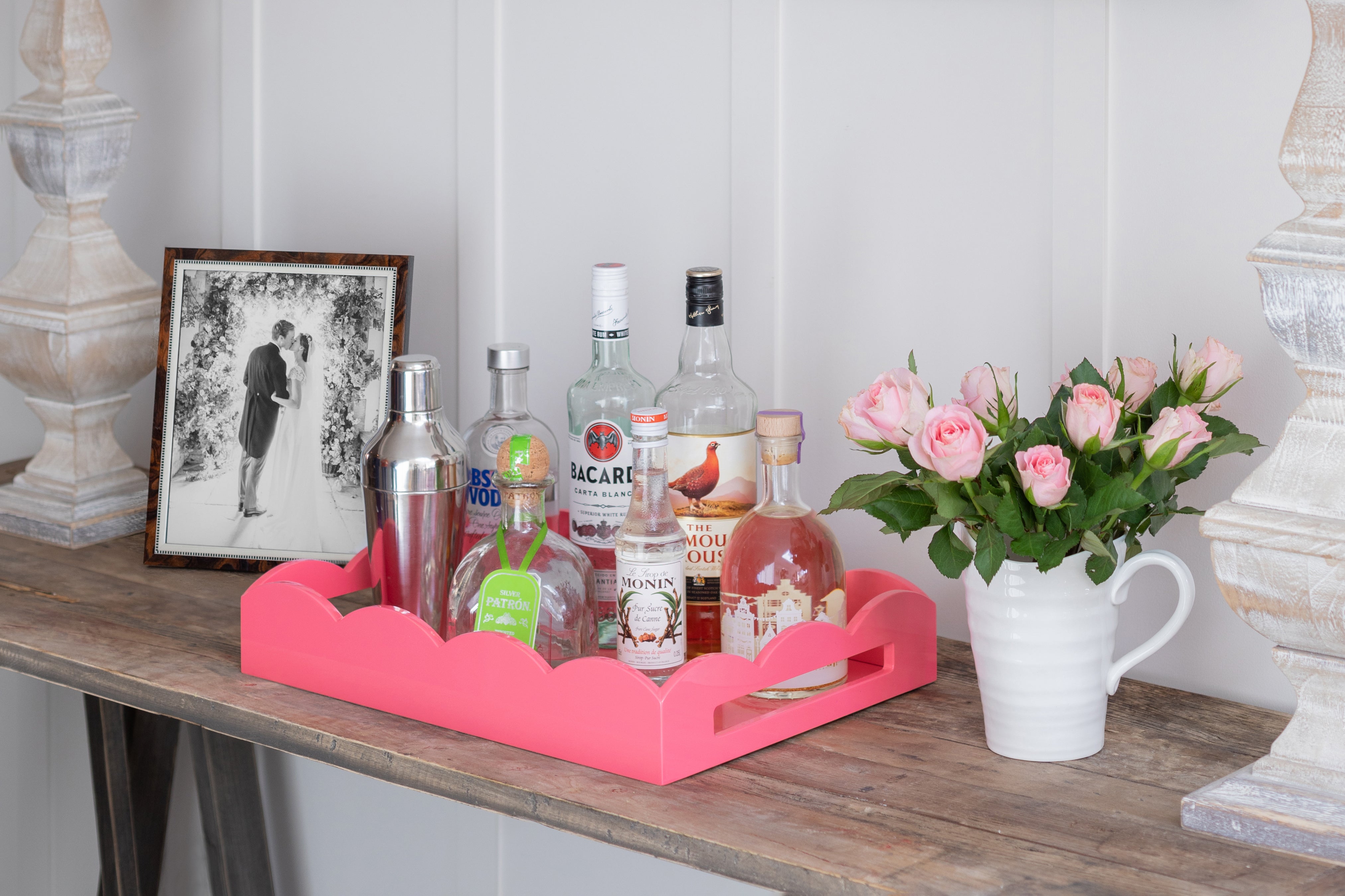 Medium Pink Laquered Scalloped Tray   