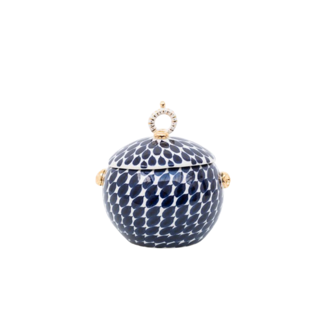 Lidded Sugar bowl | navy dash | Miranda Berrow | osski