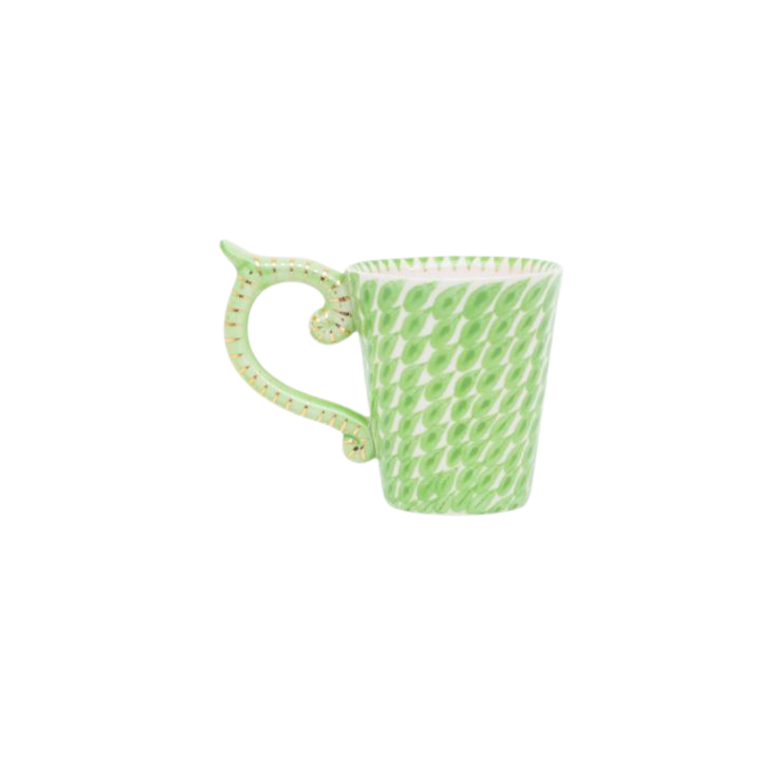 Espresso cup | Green dash pattern | Miranda Berrow