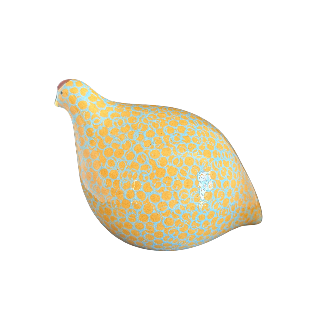Ceramic Quail | Turquoise with yellow spots