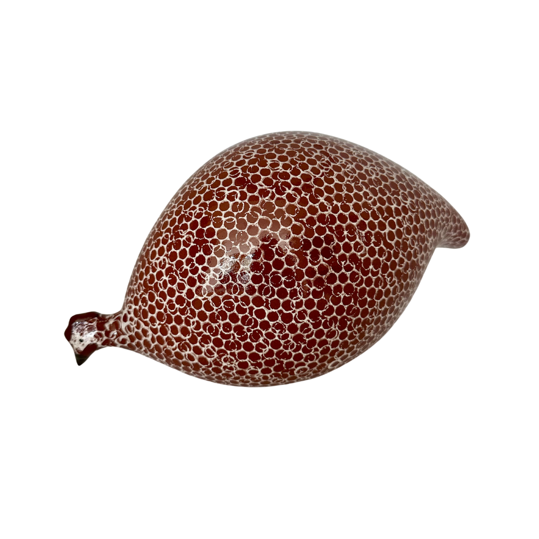 Ceramic Guinea Fowl | Red with white spots | Pecking