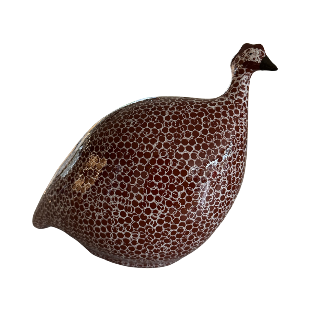 Ceramic Guinea Fowl | Red with white spots | Medium