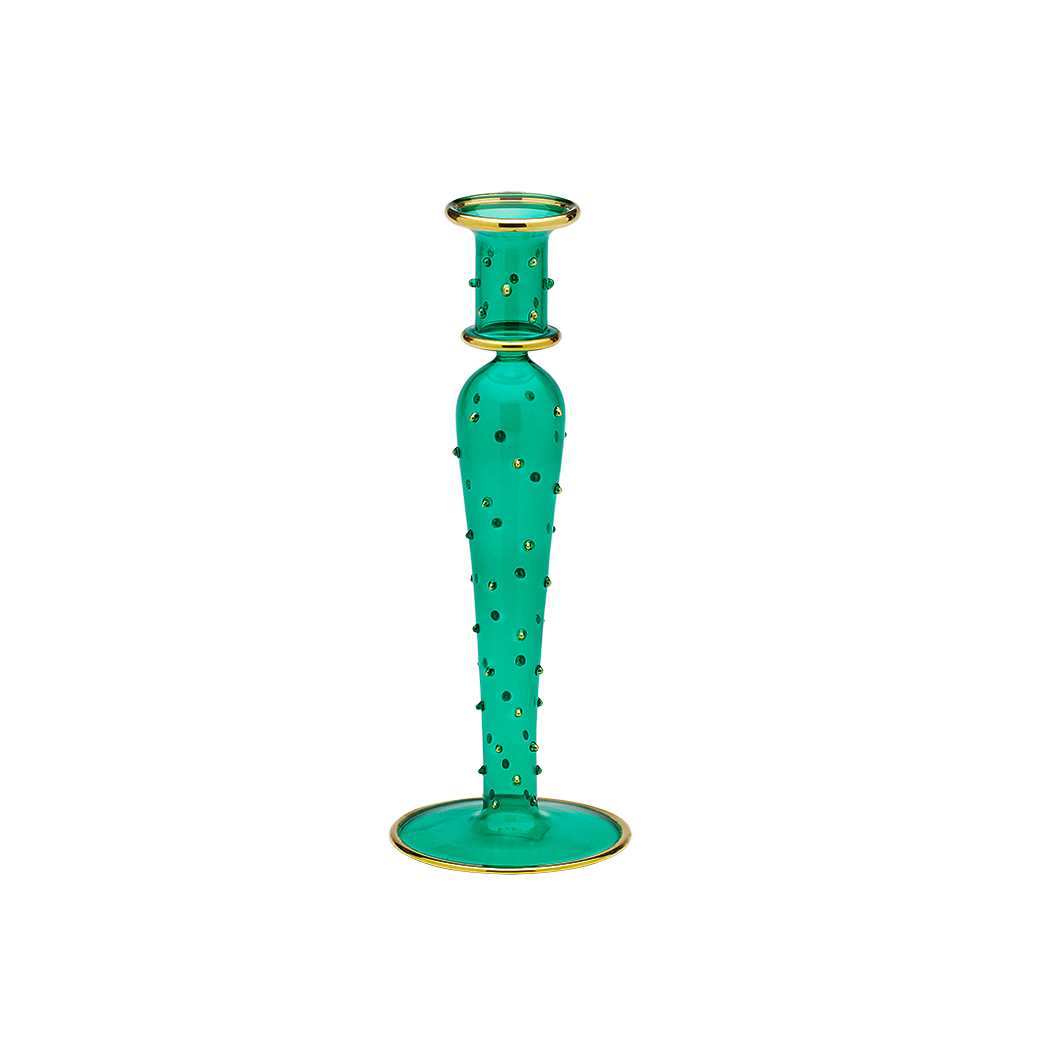 candle Holder | green with gold details | Osski