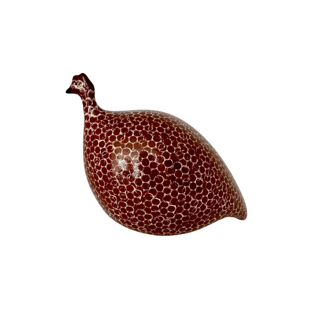 Ceramic Guinea Fowl | Red with white spots | Small