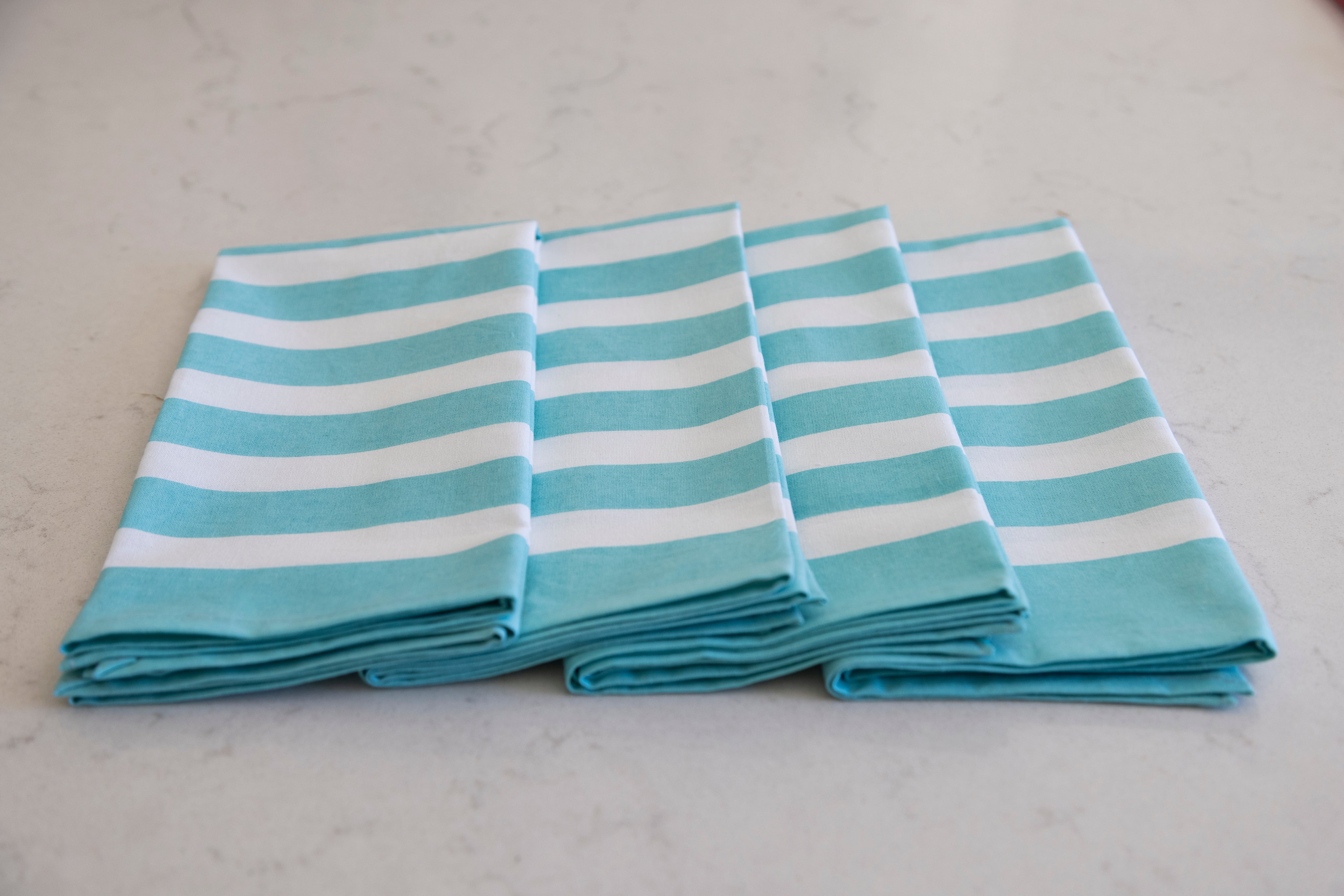 Napkins set of 4 | Aqua green striped