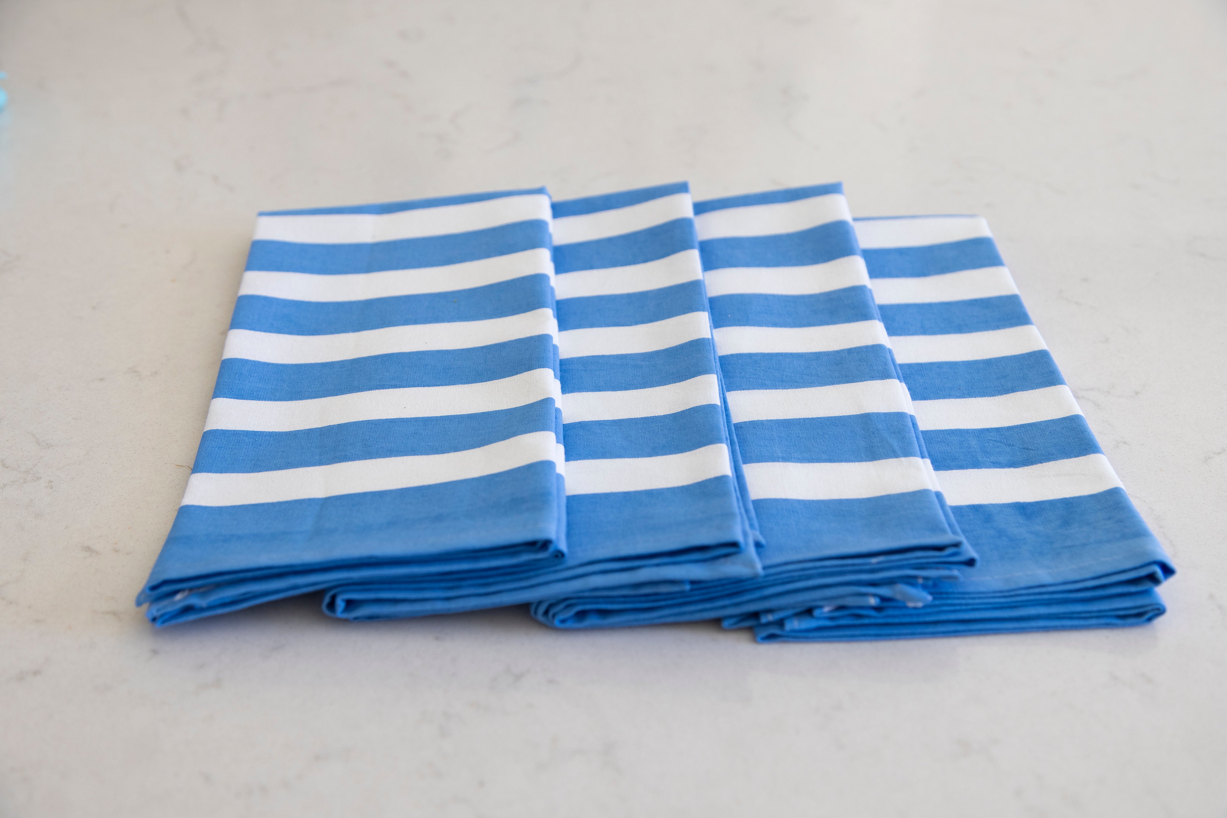 Blue and white stripe napkins
