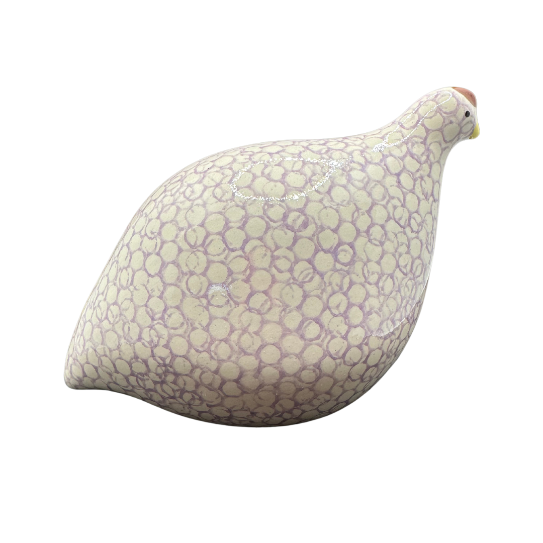 Ceramic Quail | White with lilac spots