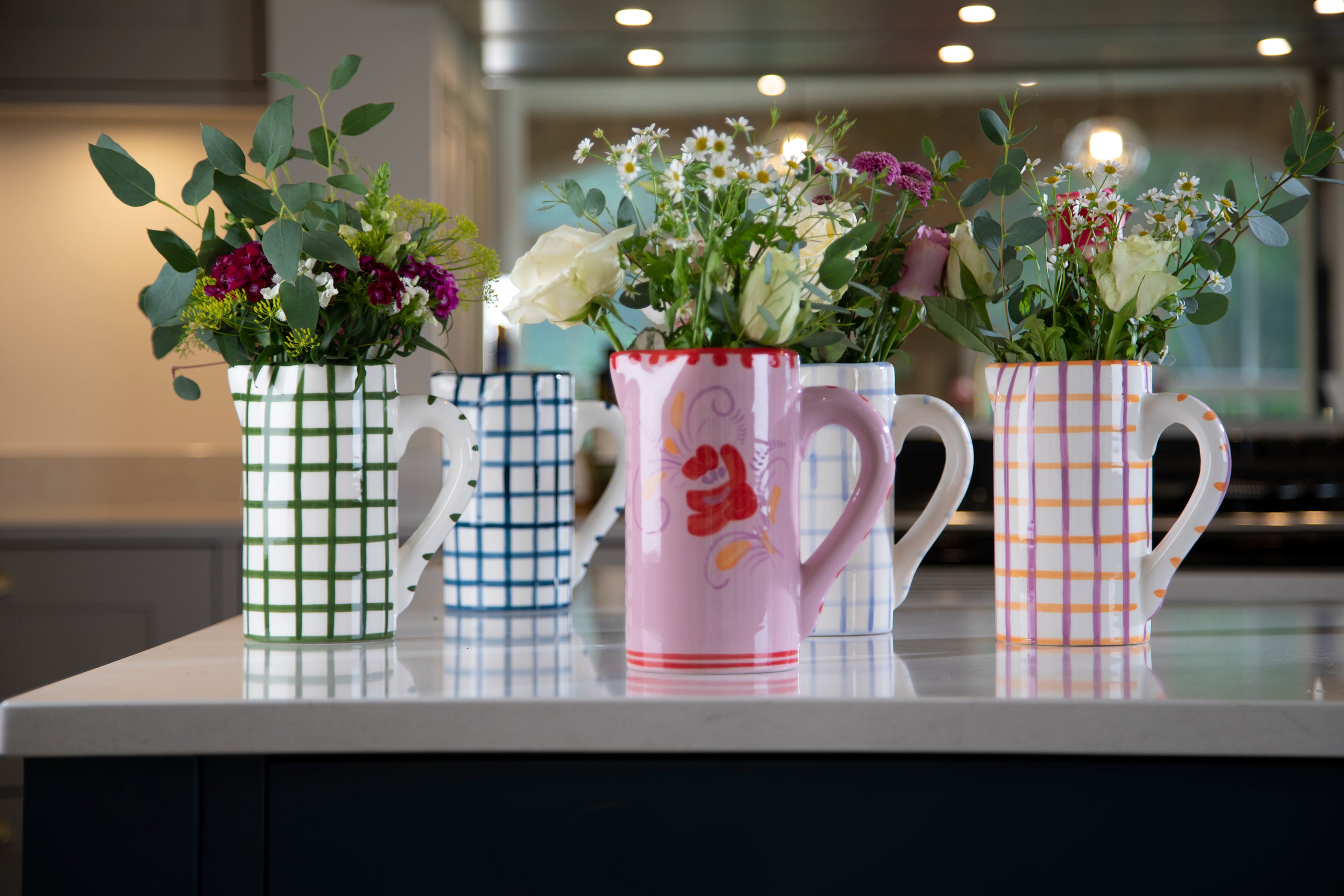 Ceramic jugs | gingham | Vaisselle