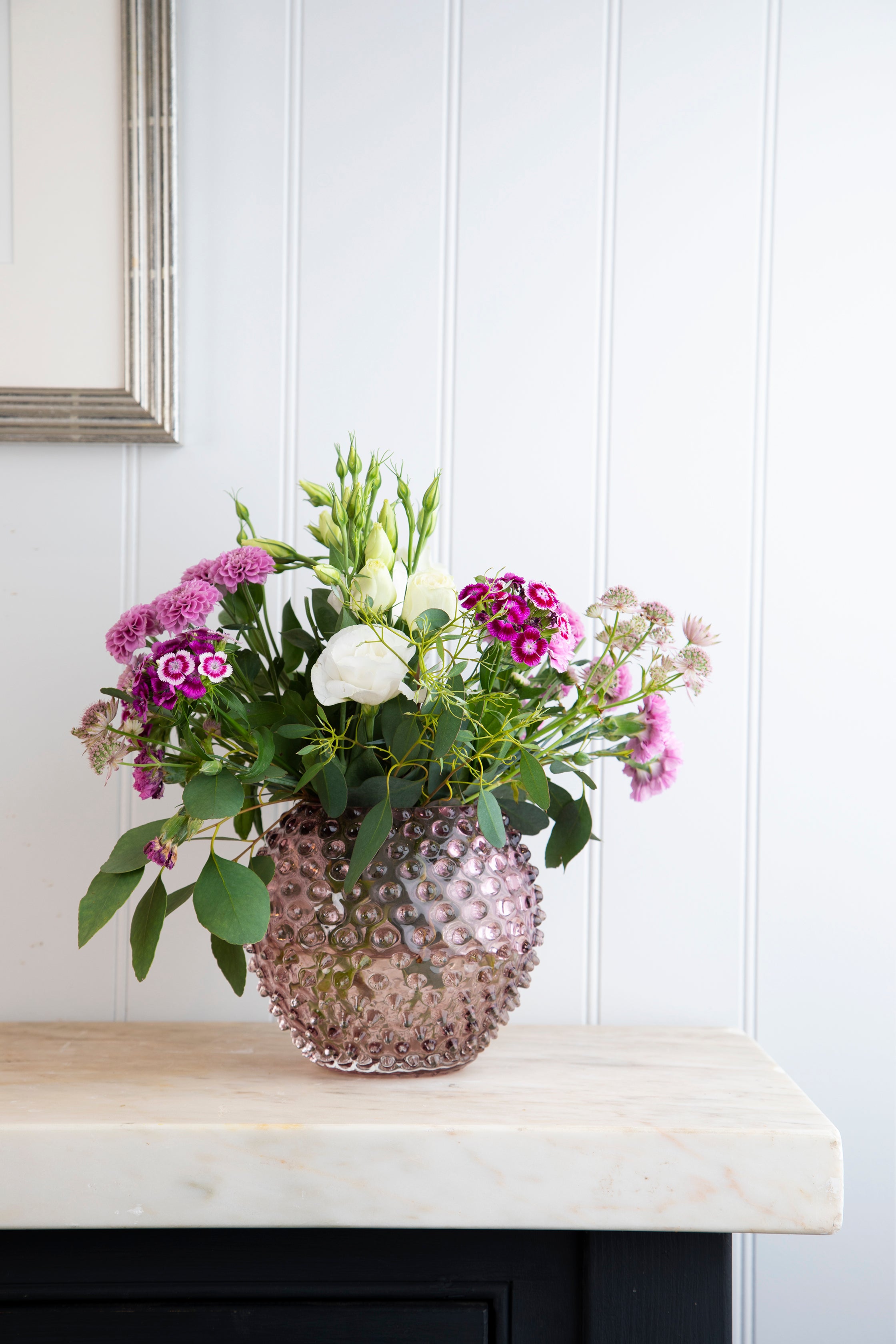 Crystal hobnail vase | lilac | osski