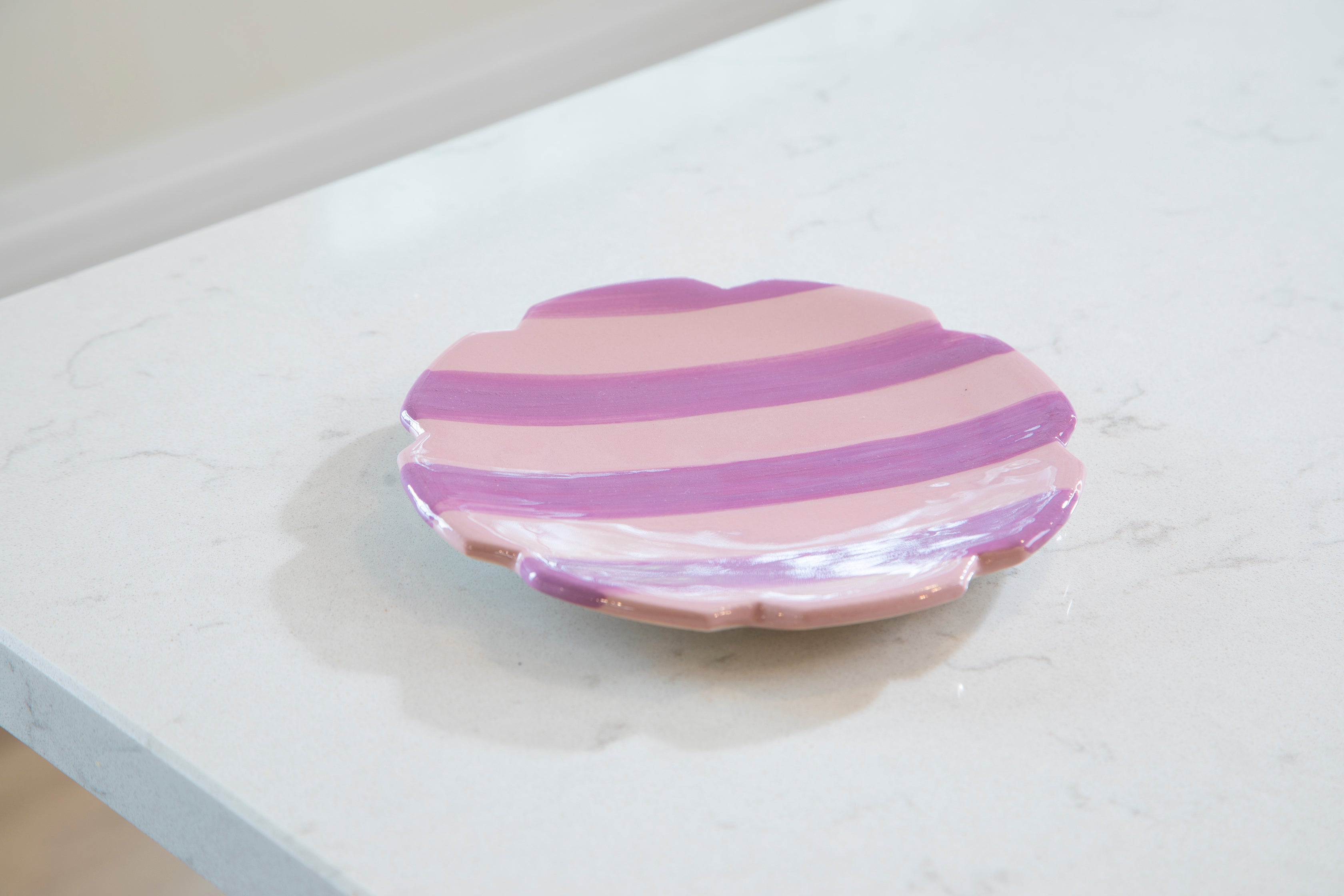 Scalloped plate | pink & lilac stripe | osski