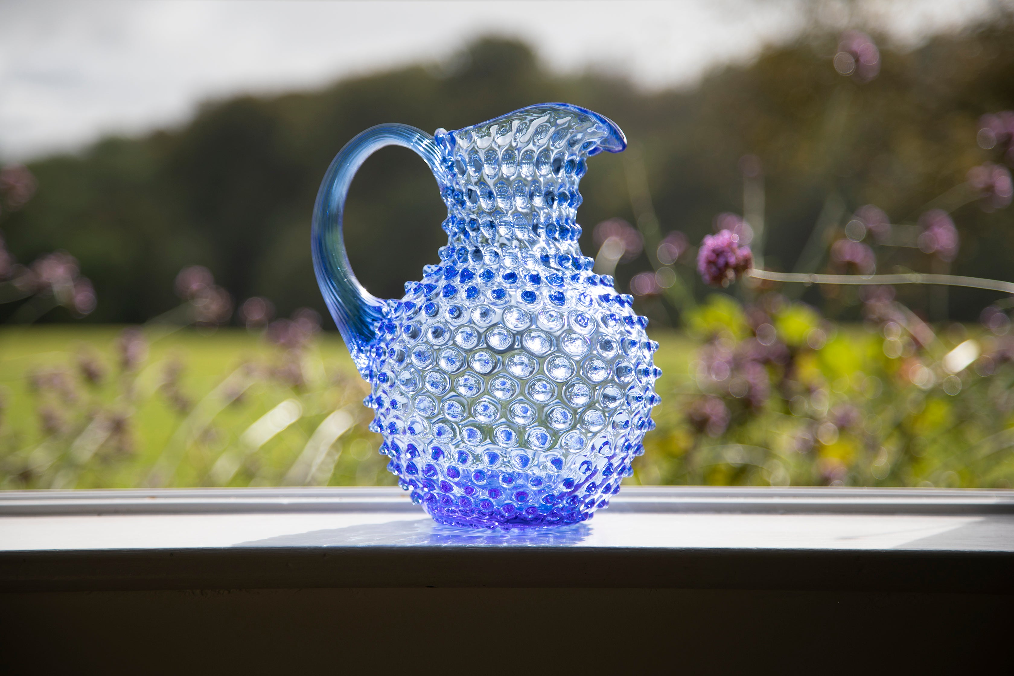 Hobnail glass jug | Light blue | osski